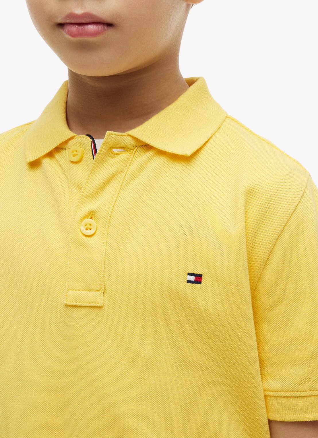 Tommy Hilfiger Polo van piqué katoen - detail 4 tuscan sun-zgk / geel