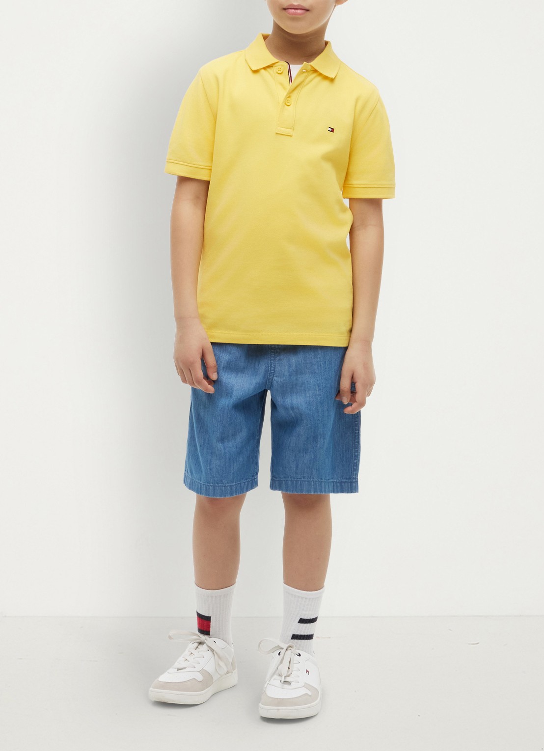 Tommy Hilfiger Polo van piqué katoen - voorkant 2 tuscan sun-zgk / geel