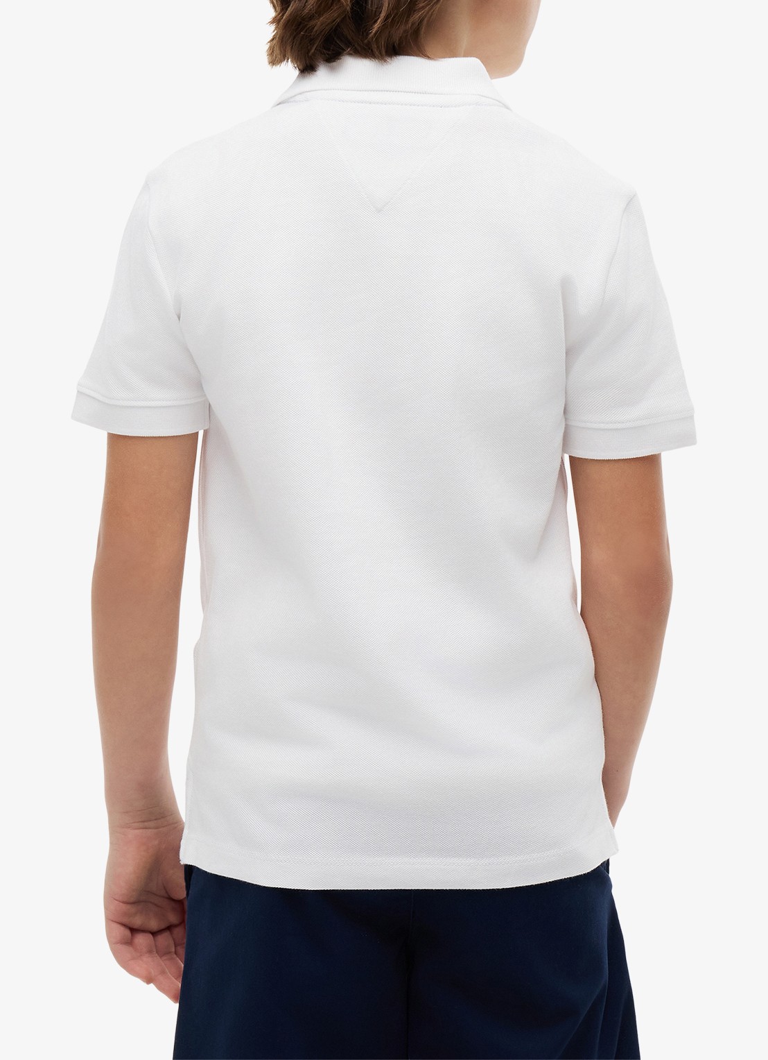 Tommy Hilfiger Polo van piqué katoen - achterkant 5 white-ybr / wit