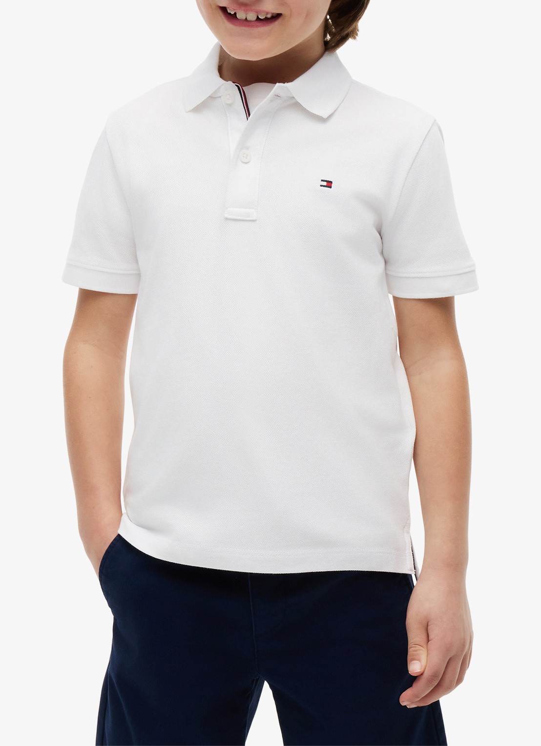 Tommy Hilfiger Polo van piqué katoen - detail white-ybr / wit