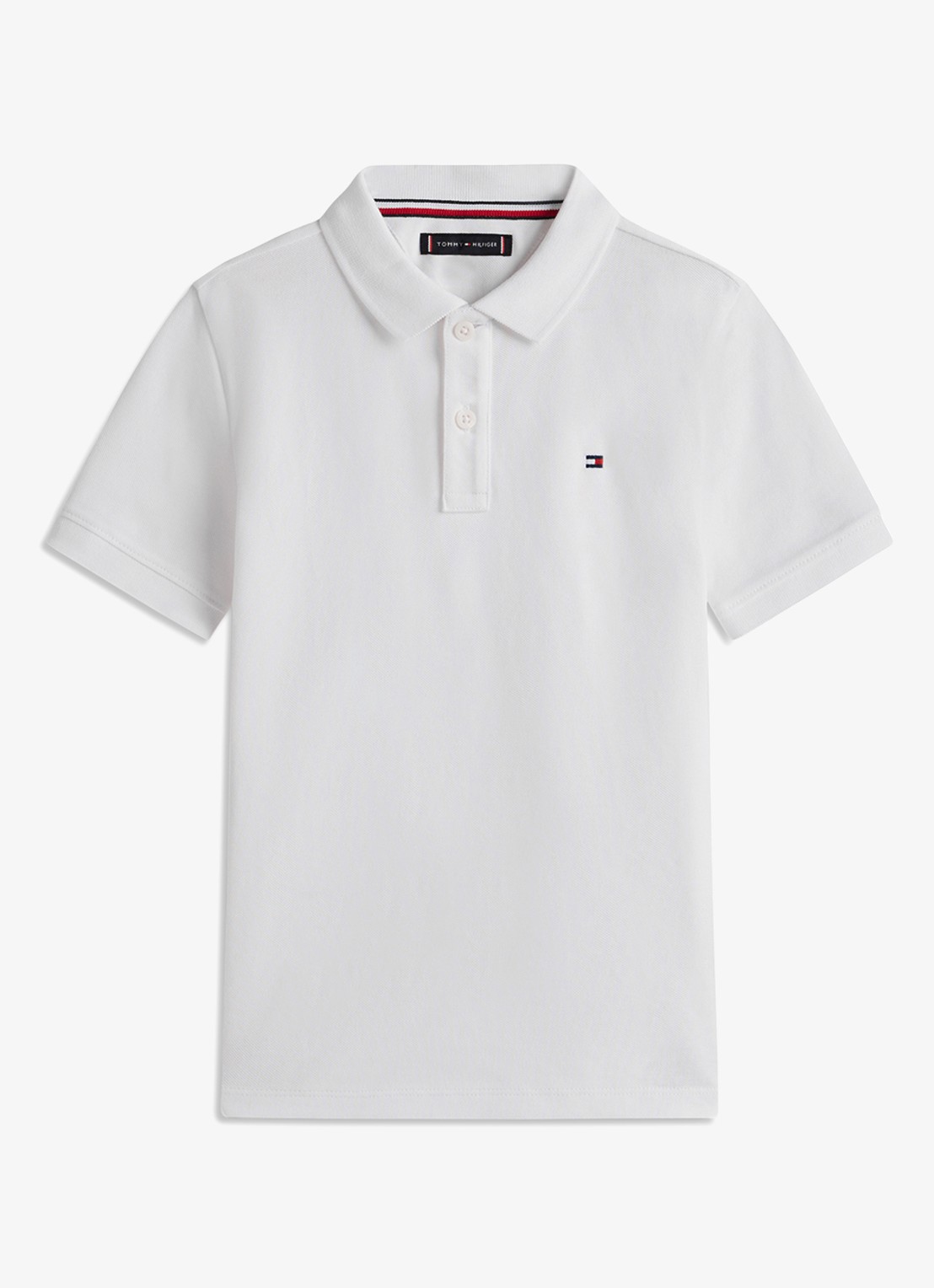 Tommy Hilfiger Polo van piqué katoen - voorkant 3 white-ybr / wit