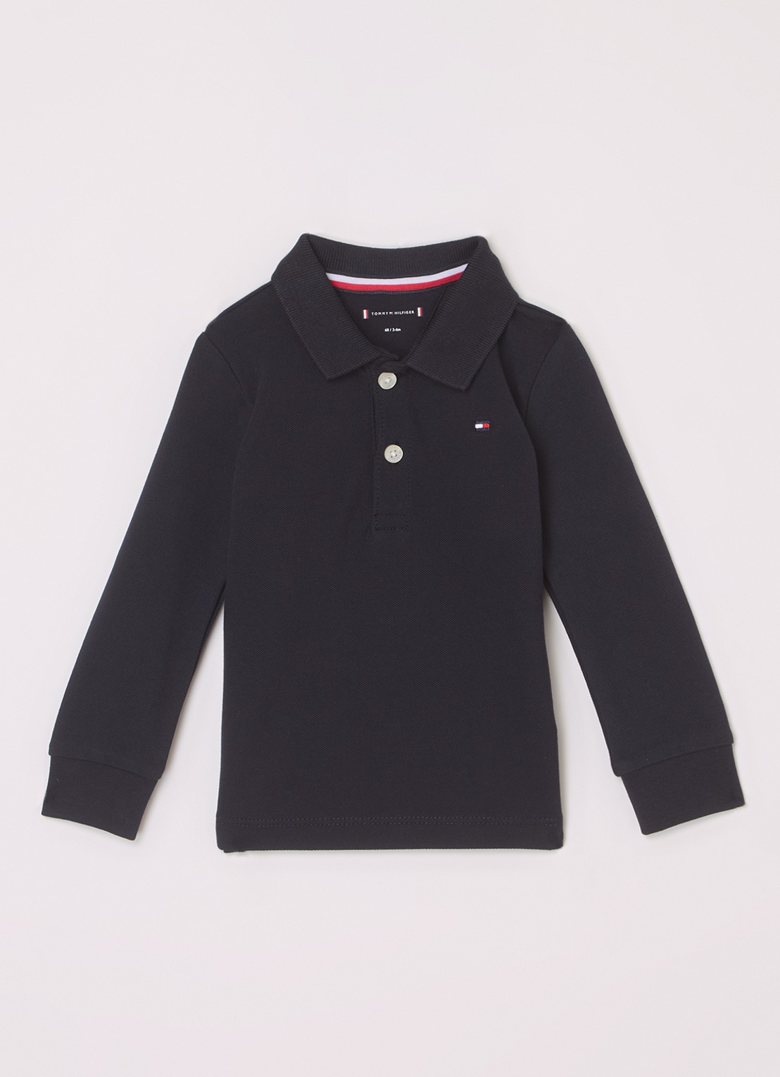 Tommy Hilfiger Polo van piqué katoen - voorkant zwart