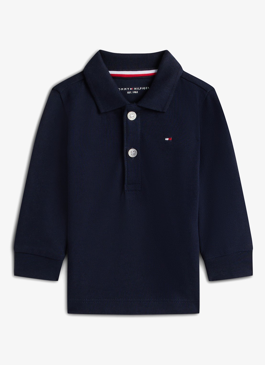 Tommy Hilfiger Polo van piqué katoen - voorkant donkerblauw