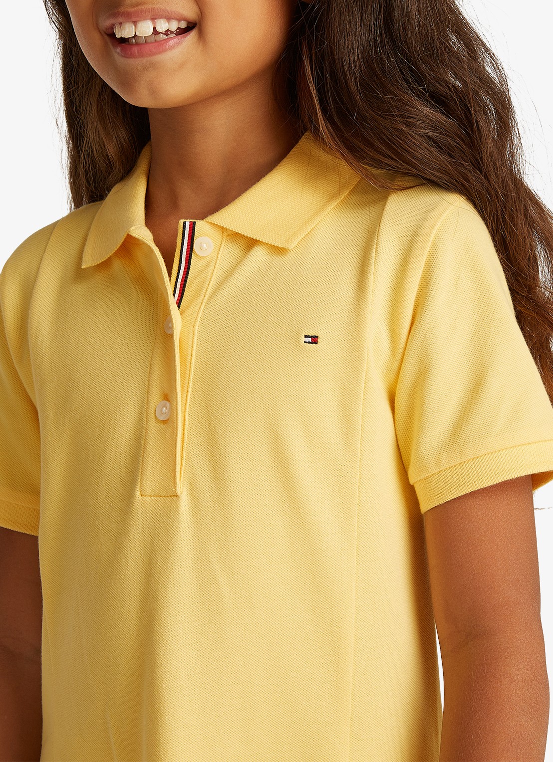 Tommy Hilfiger Polojurk met logo - detail citronella / geel
