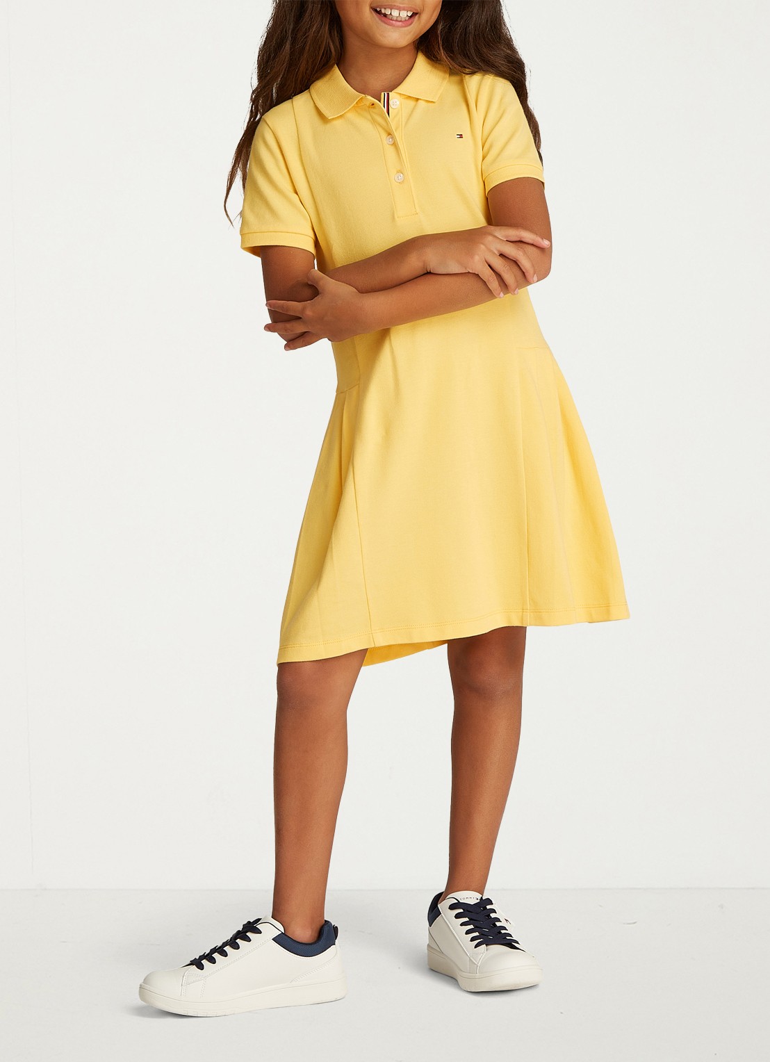 Tommy Hilfiger Polojurk met logo - voorkant 5 citronella / geel