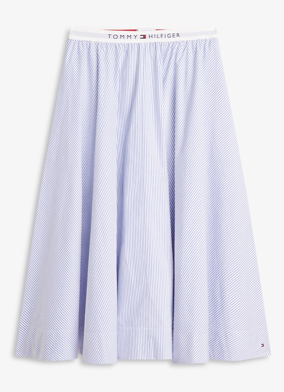 Tommy Hilfiger Poplin midi rok met plooien - voorkant 2 lichtblauw