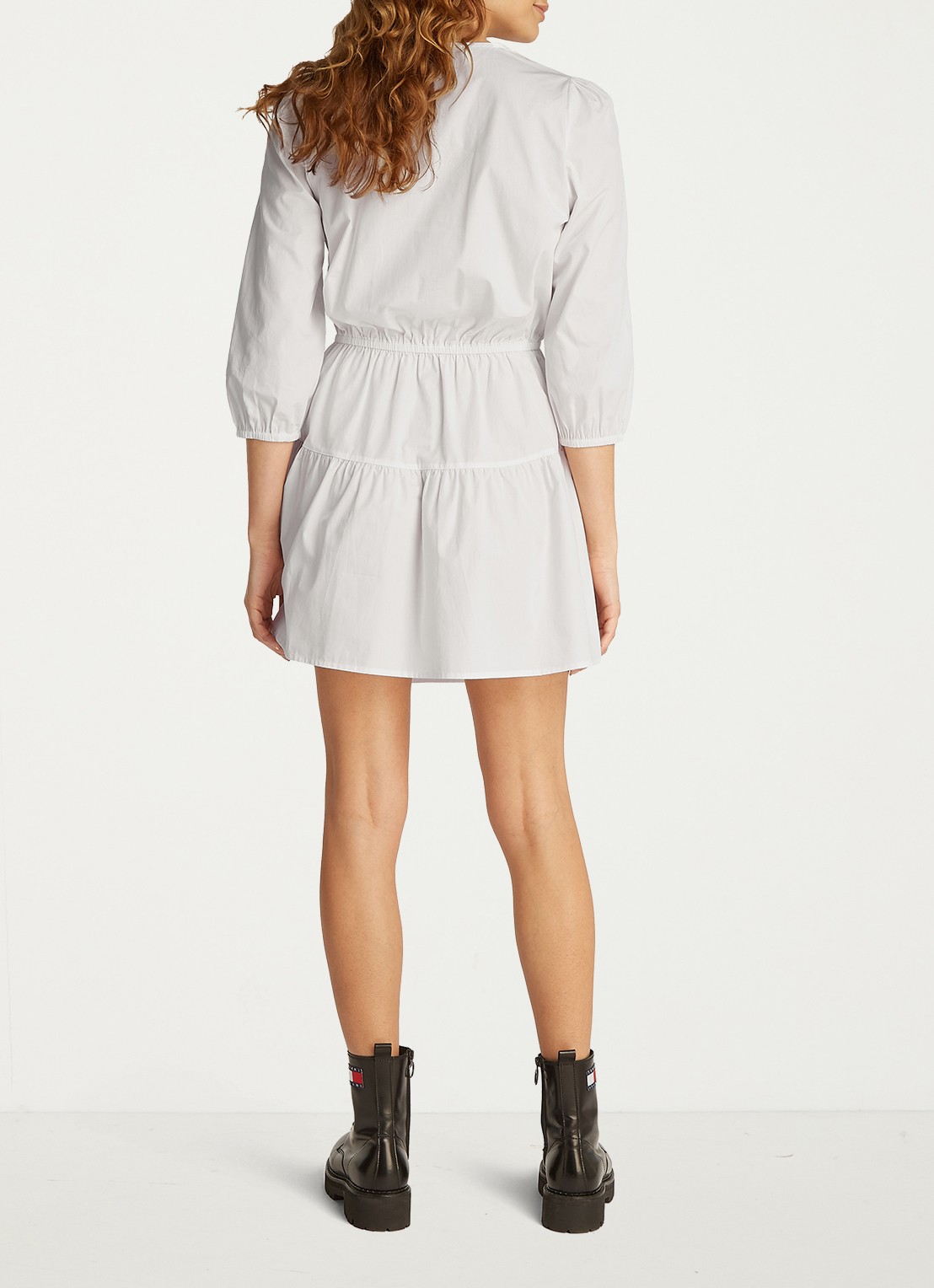 Tommy Hilfiger Poplin mini blousejurk van  katoen - achterkant 3 wit