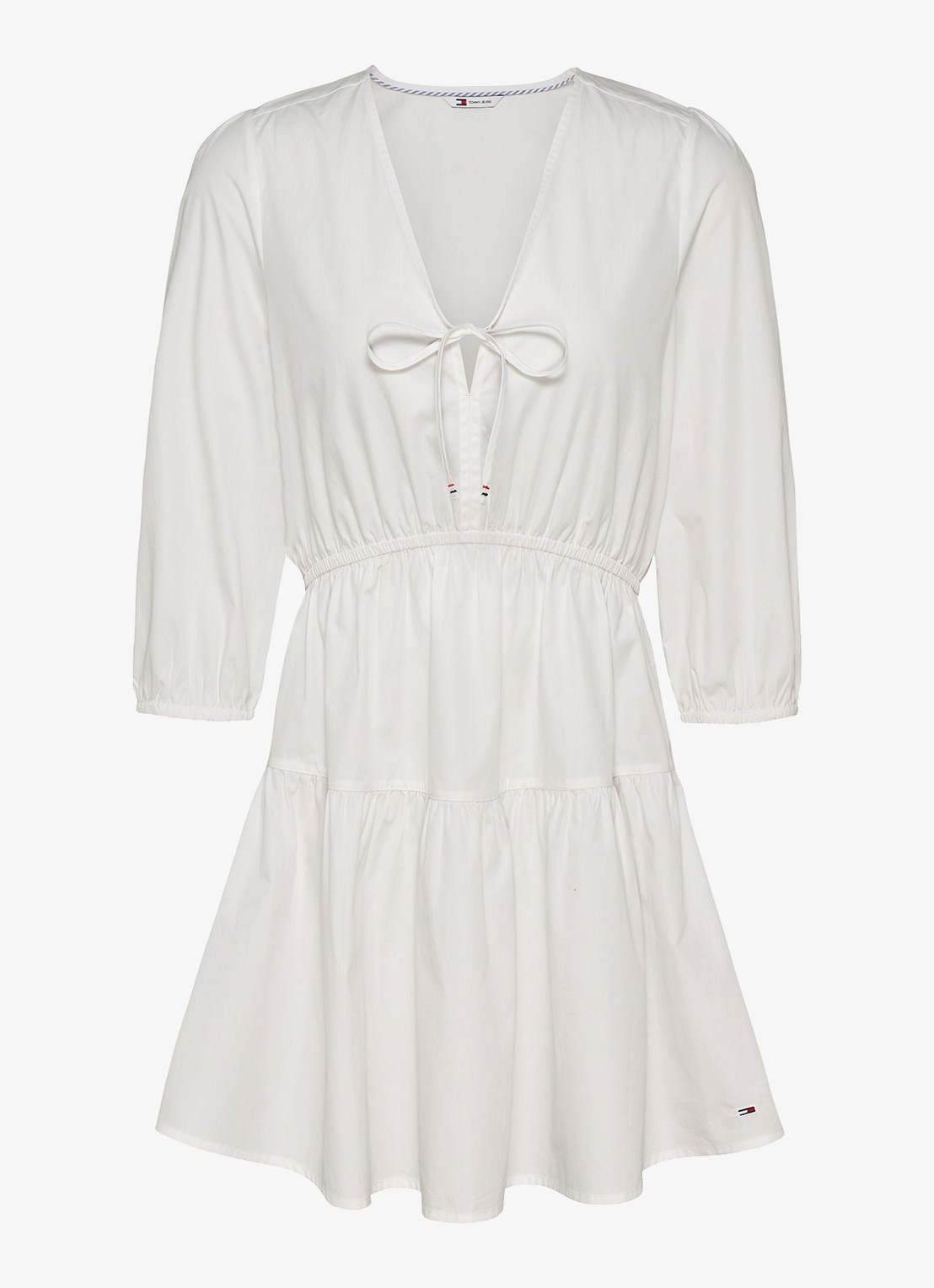 Tommy Hilfiger Poplin mini blousejurk van  katoen - voorkant wit
