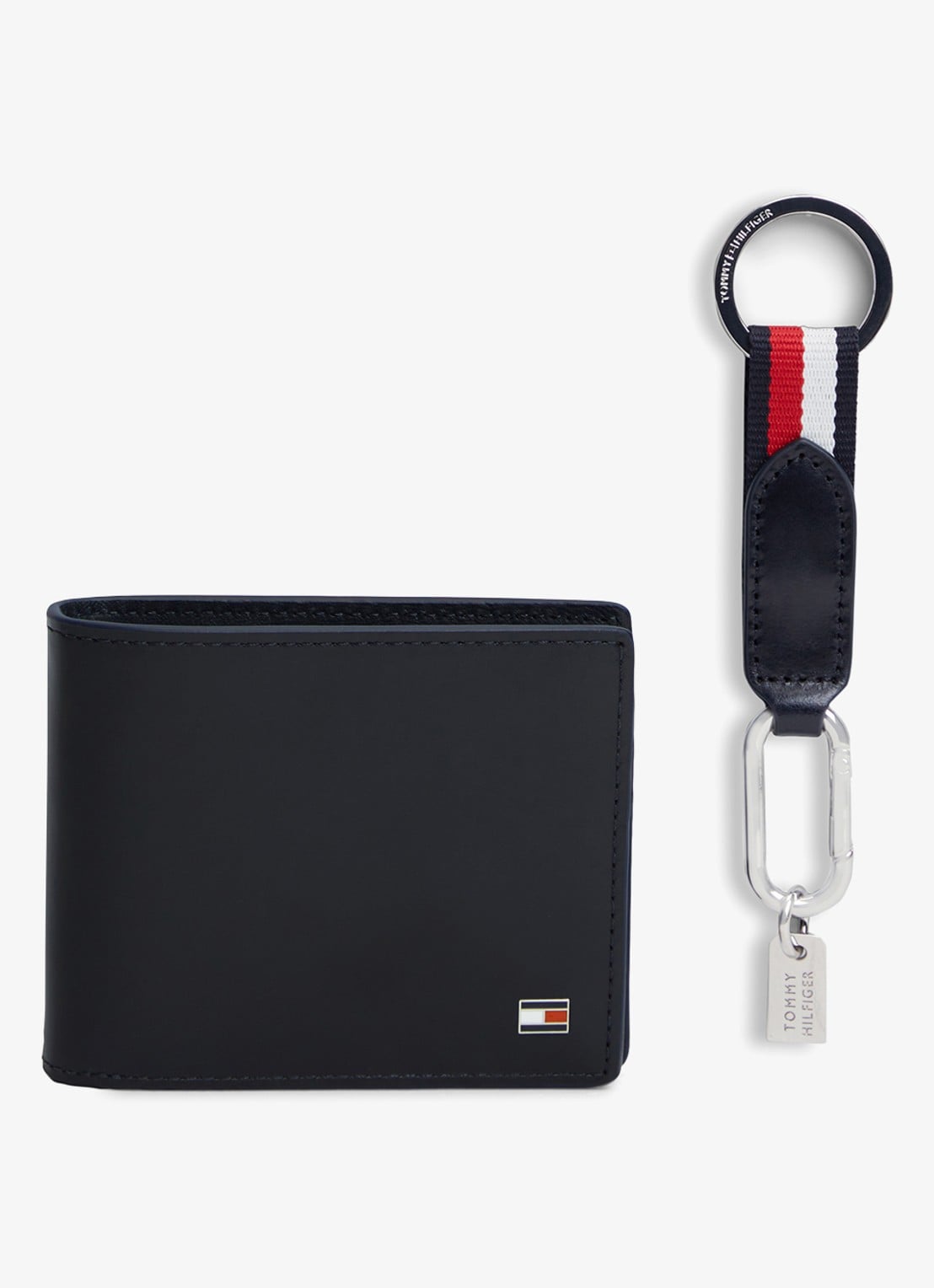 Tommy Hilfiger Portemonnee en sleutelhanger met logo in set van 2 - detail blauwgrijs
