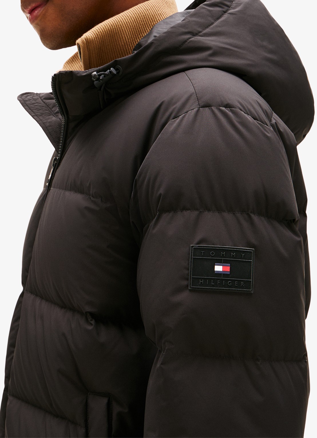 Tommy Hilfiger Puffer jack met capuchon en waterafstotende coating - voorkant 4 zwart