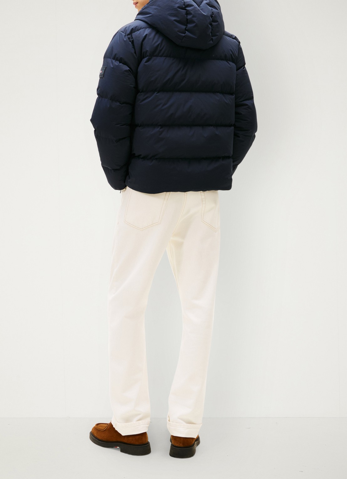 Tommy Hilfiger Puffer jack met capuchon en waterafstotende coating - achterkant 5 blauw
