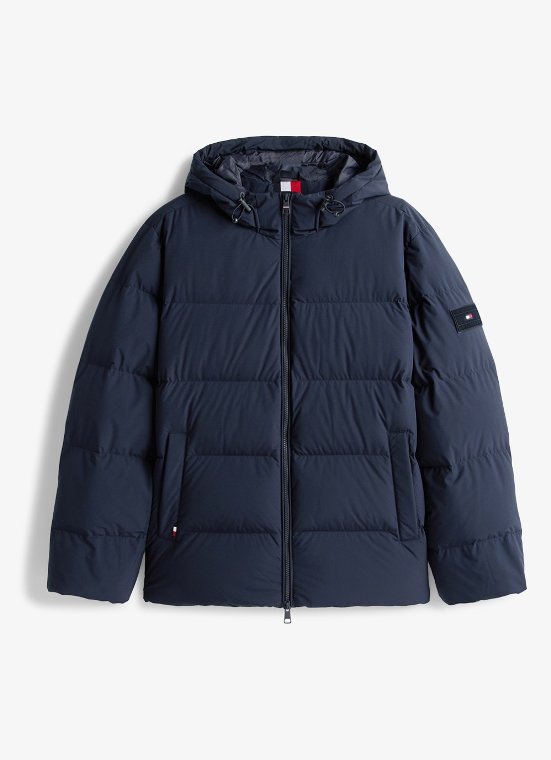 Tommy Hilfiger Puffer jack met capuchon en waterafstotende coating - voorkant 3 blauw