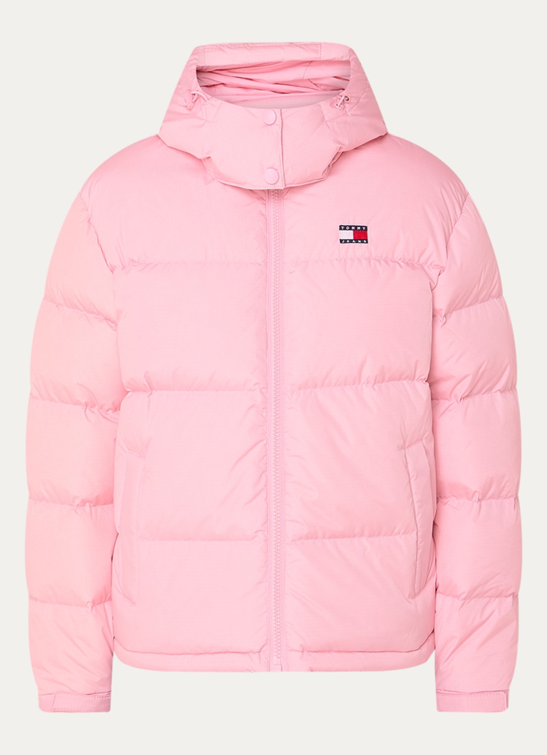 Tommy Hilfiger Puffer jack met donsvulling en afneembare capuchon - voorkant 3 lichtroze