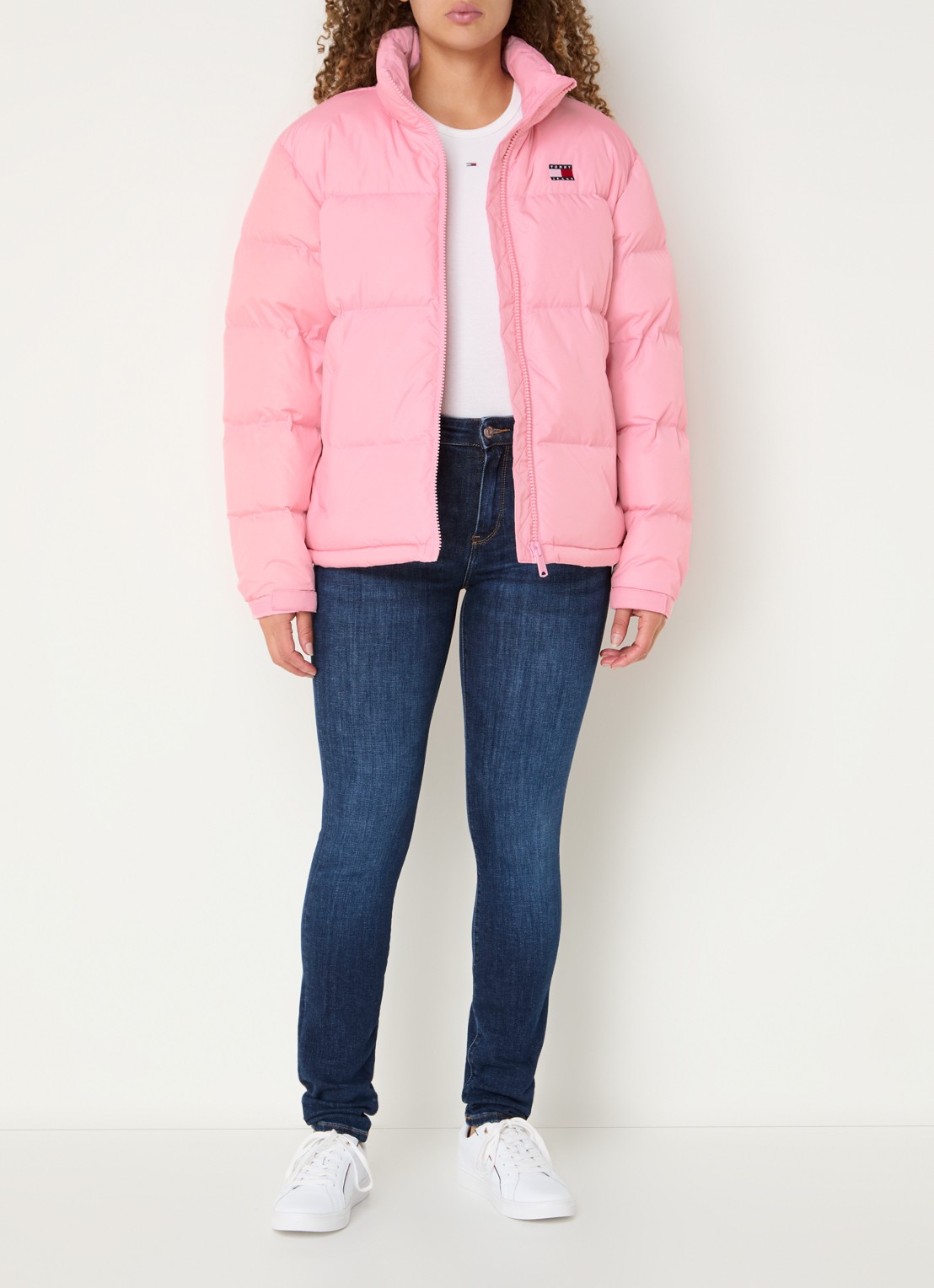 Tommy Hilfiger Puffer jack met donsvulling en afneembare capuchon - voorkant 4 lichtroze