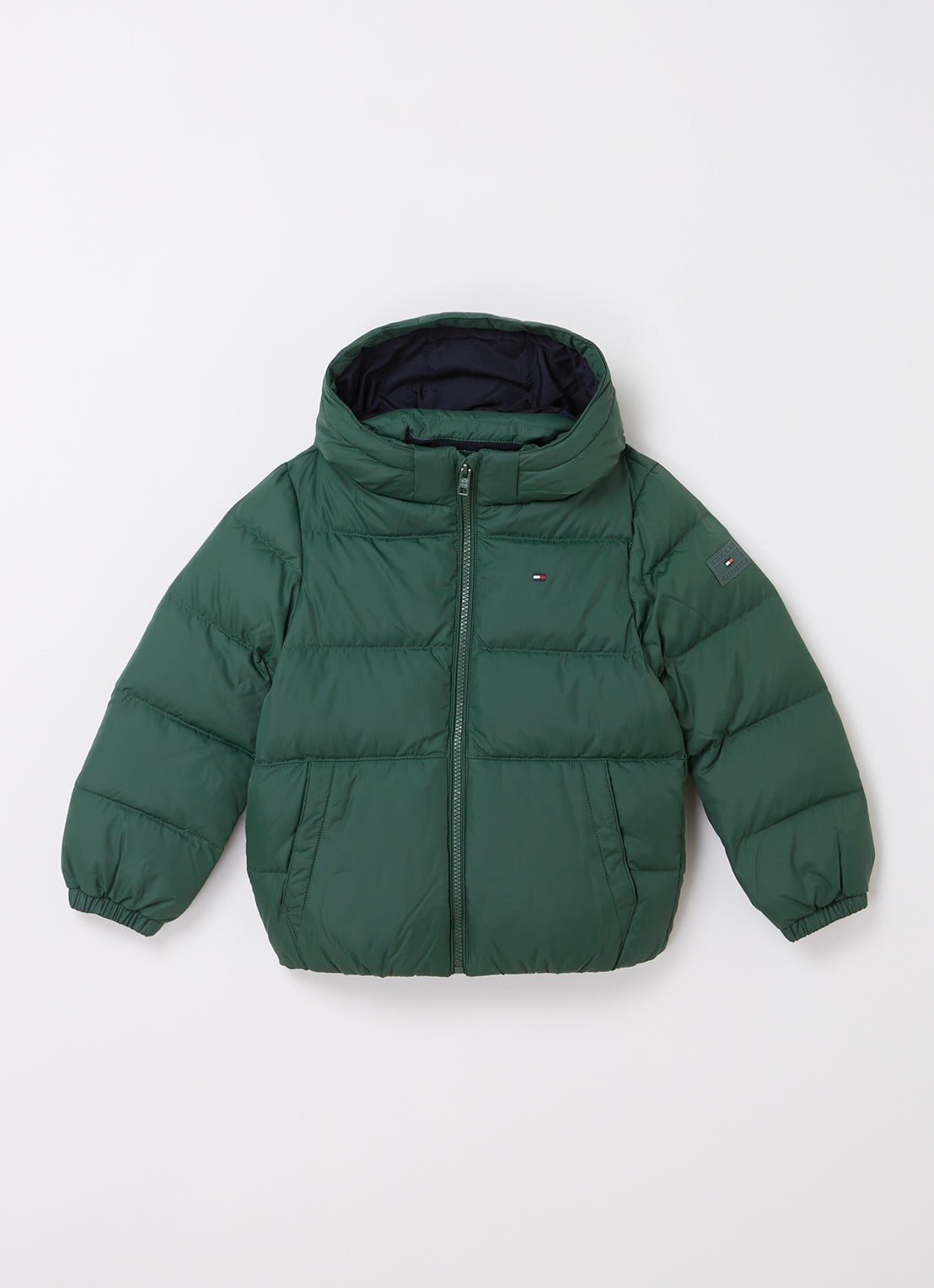 Tommy Hilfiger Puffer jack met donsvulling en afneembare capuchon - voorkant 2 donkergroen