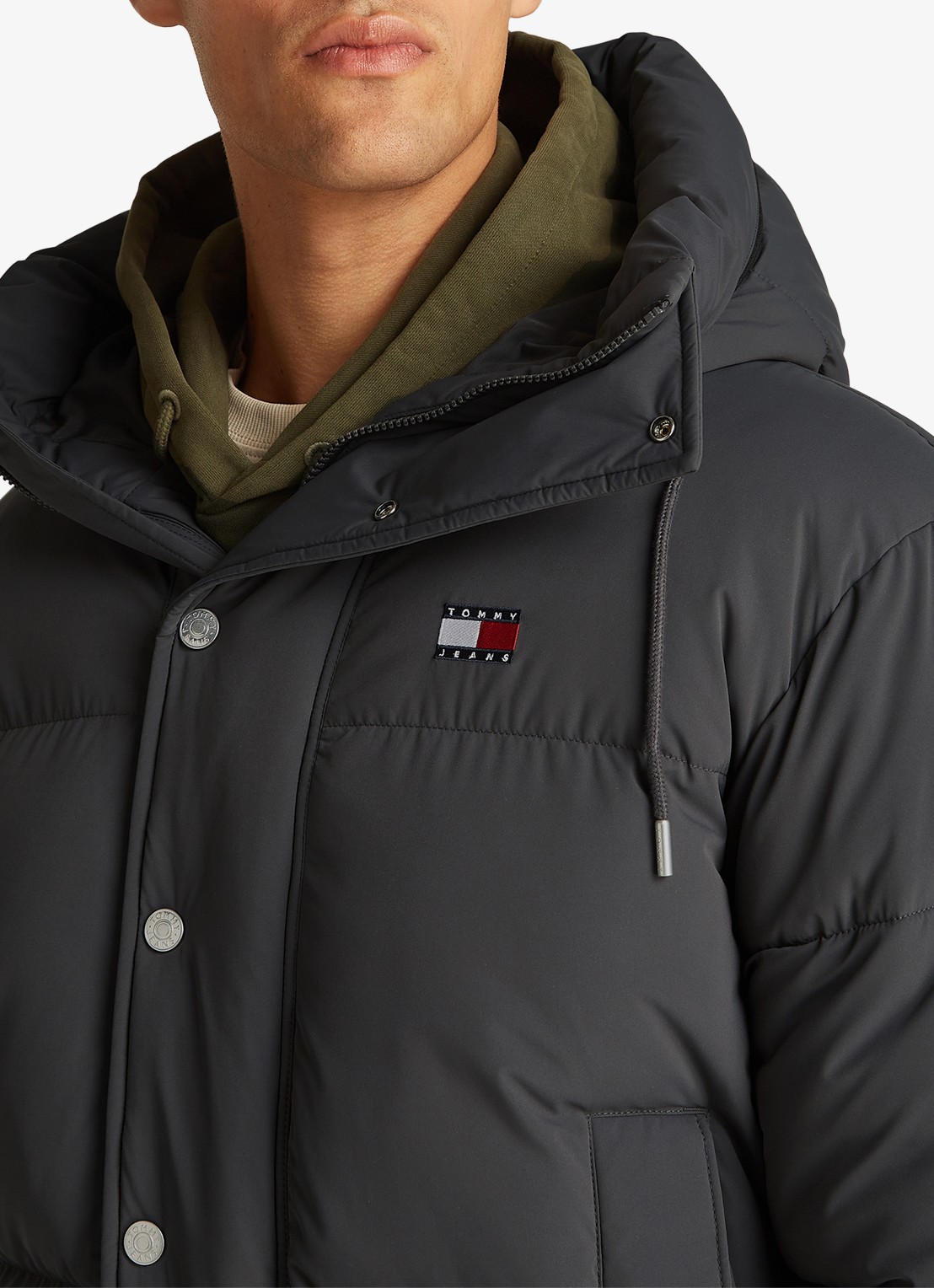 Tommy Hilfiger Puffer jas met capuchon en logo - detail 5 zwart