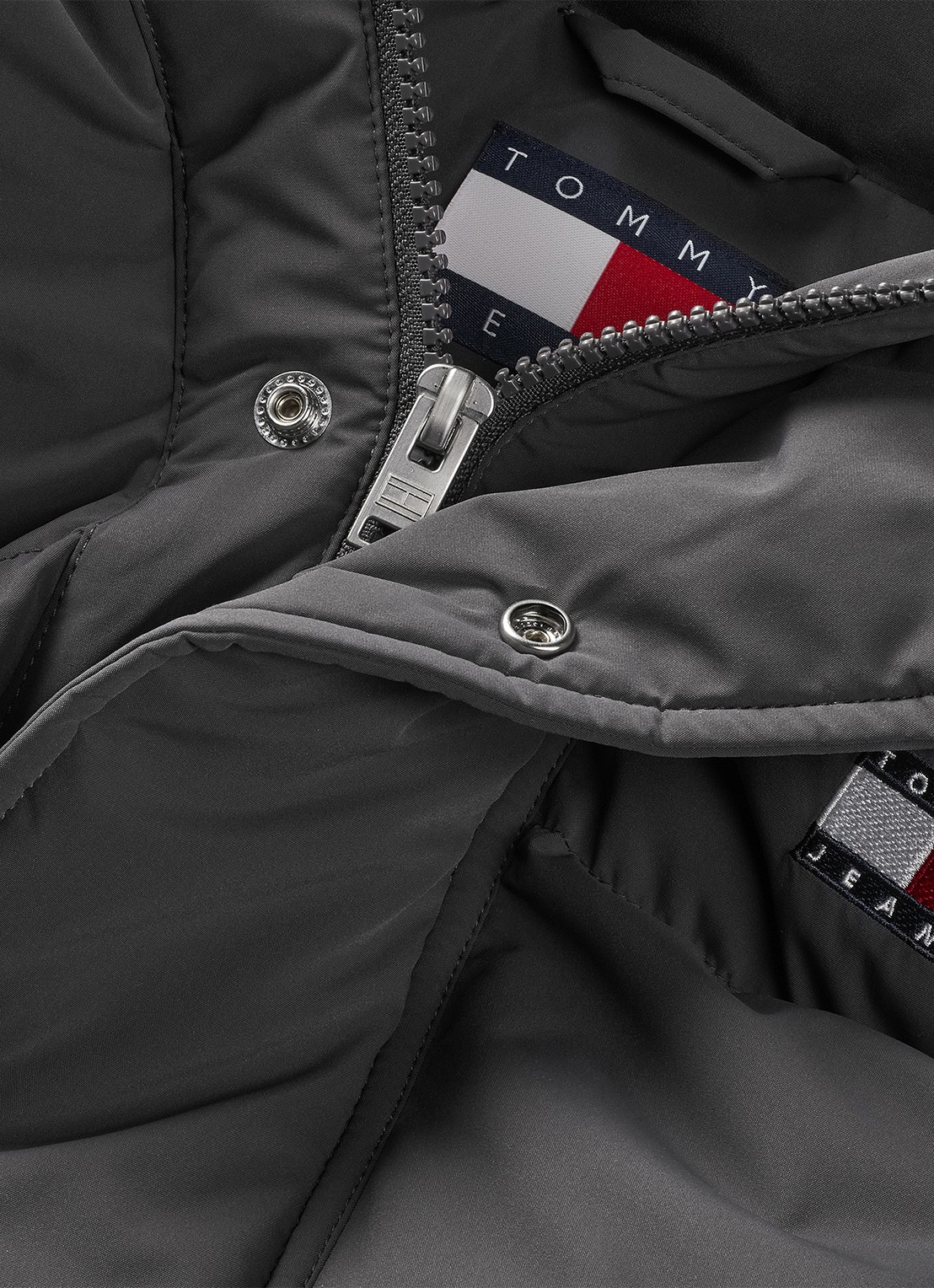 Tommy Hilfiger Puffer jas met capuchon en logo - detail 6 zwart