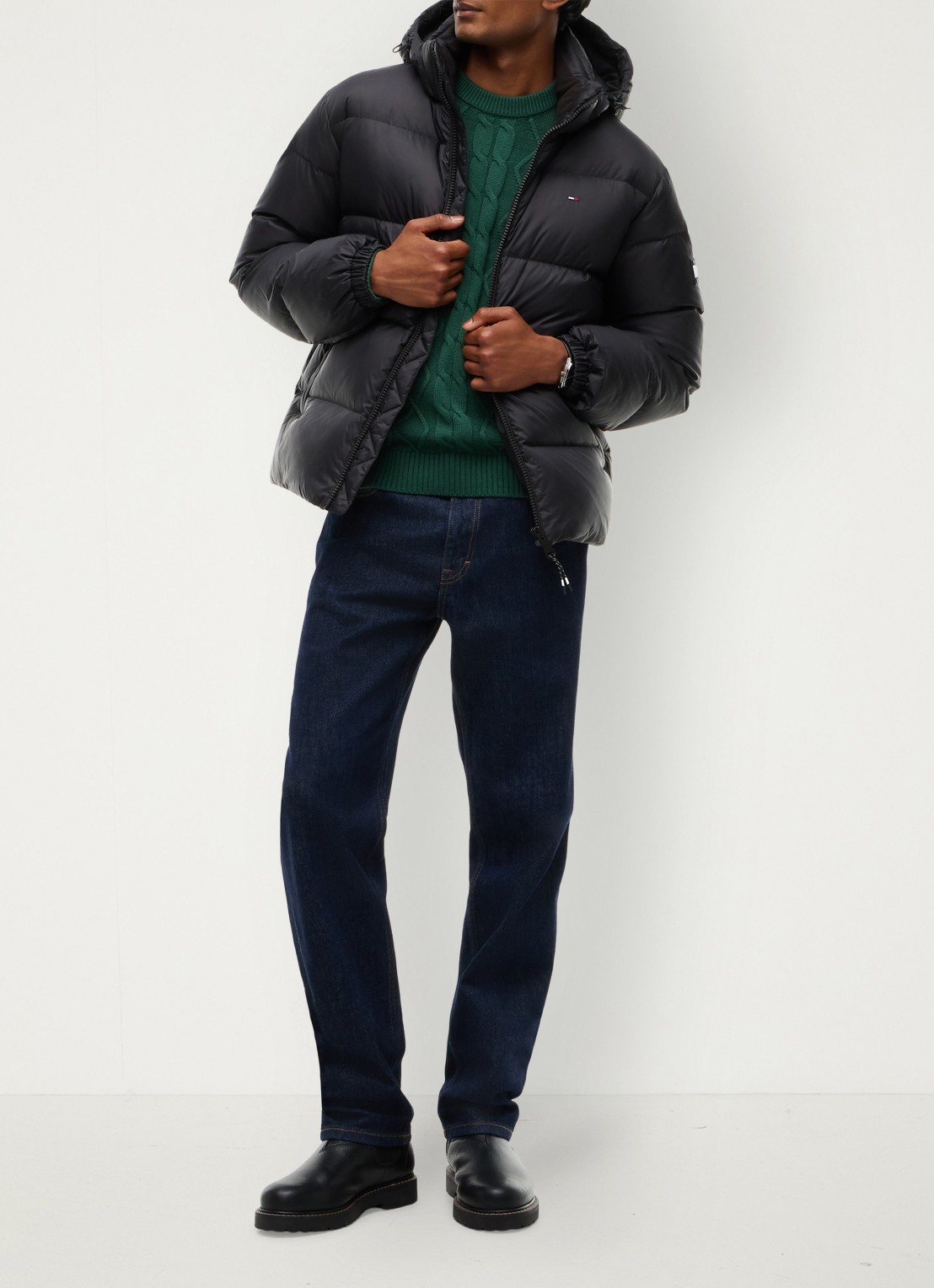 Tommy Hilfiger Puffer jas met donsvulling - voorkant 4 zwart