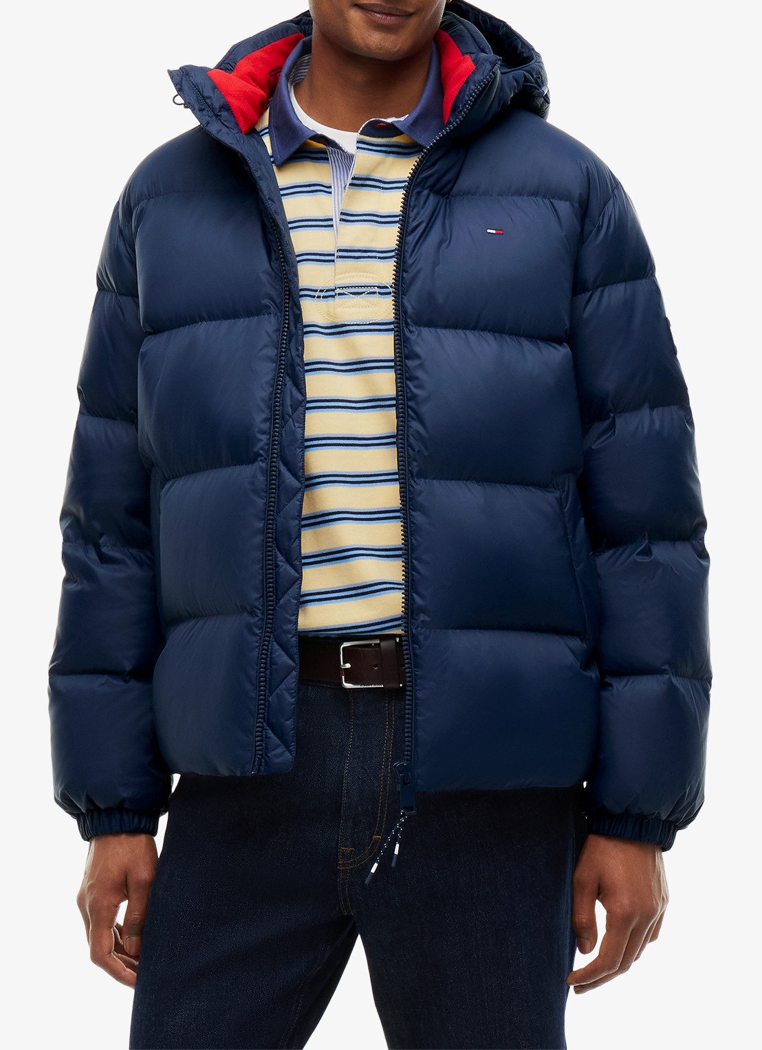 Tommy Hilfiger Puffer jas met donsvulling - detail donkerblauw