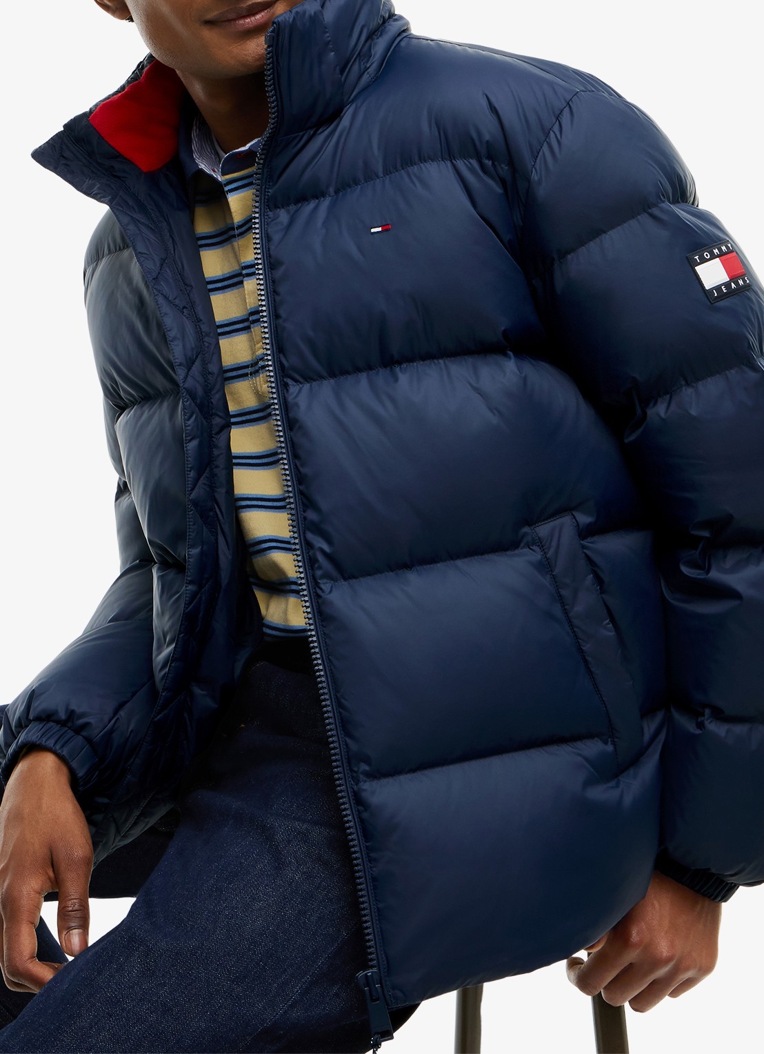 Tommy Hilfiger Puffer jas met donsvulling - detail 2 donkerblauw