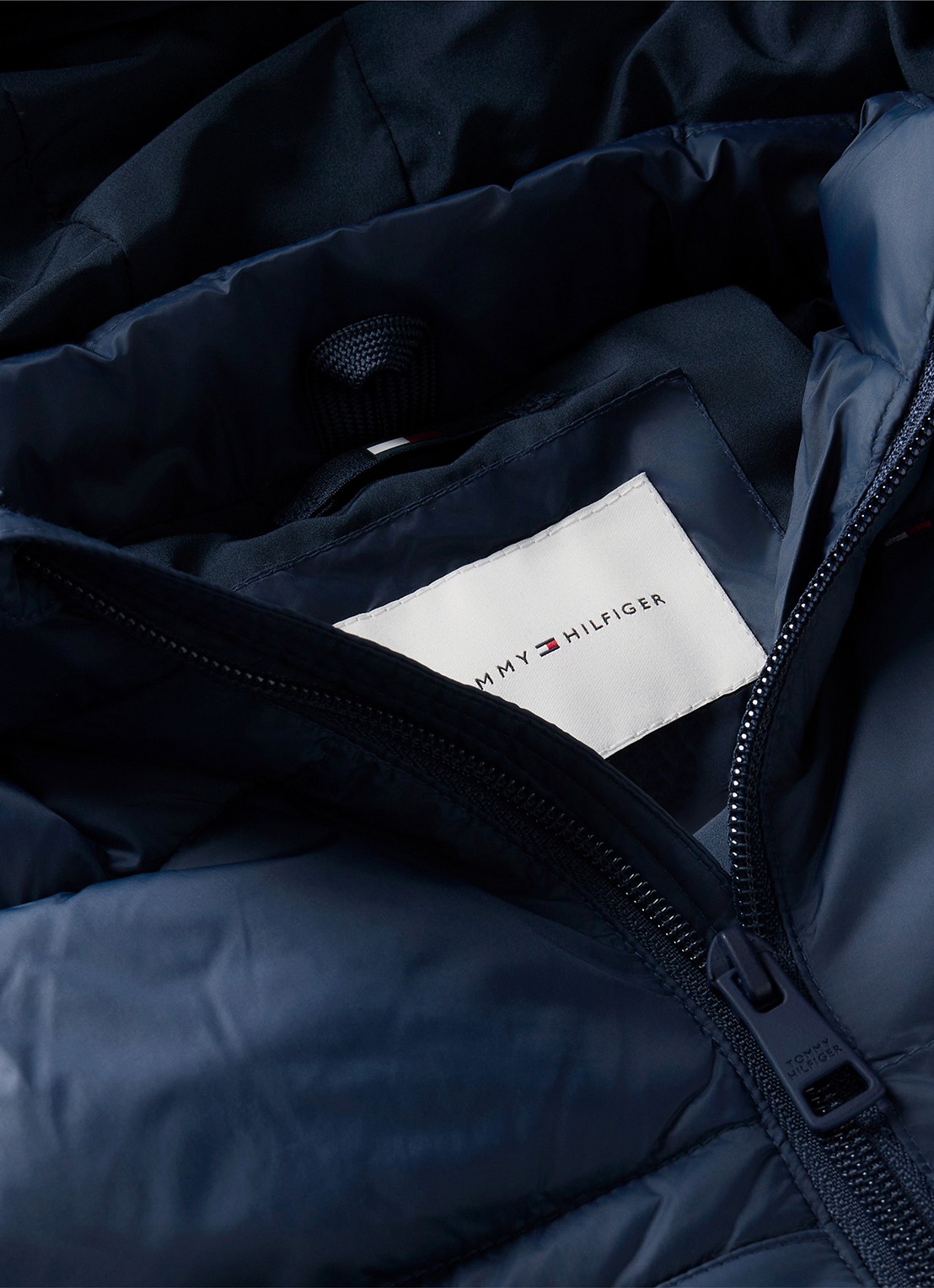 Tommy Hilfiger Puffer jas met logo - detail 2 donkerblauw