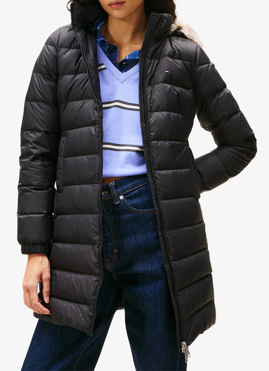 Tommy Hilfiger Puffer jas met steekzakken en logoborduring - detail 2 zwart
