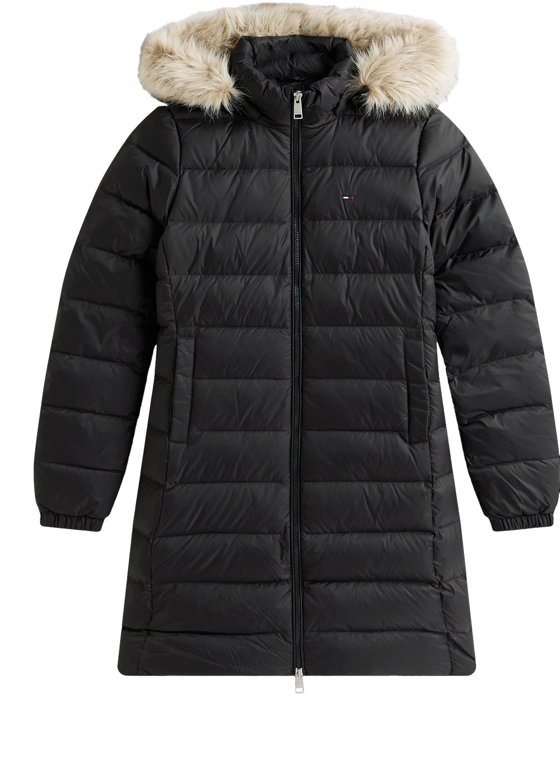 Tommy Hilfiger Puffer jas met steekzakken en logoborduring - voorkant 4 zwart