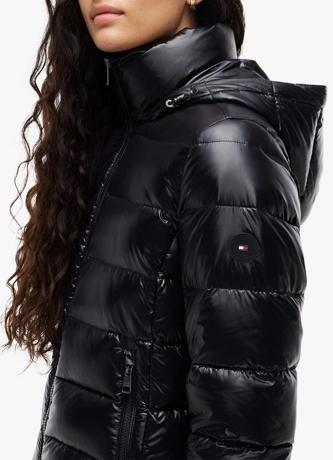 Tommy Hilfiger Pufferjas met imitatiebont  - detail 5 zwart