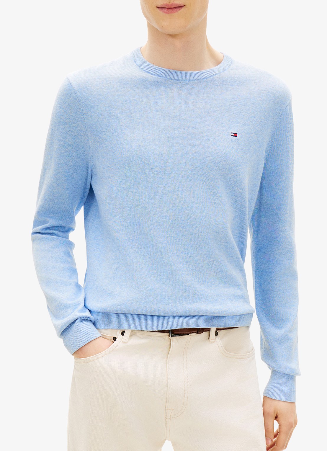 Tommy Hilfiger Pullover met logo - detail 4 lichtblauw