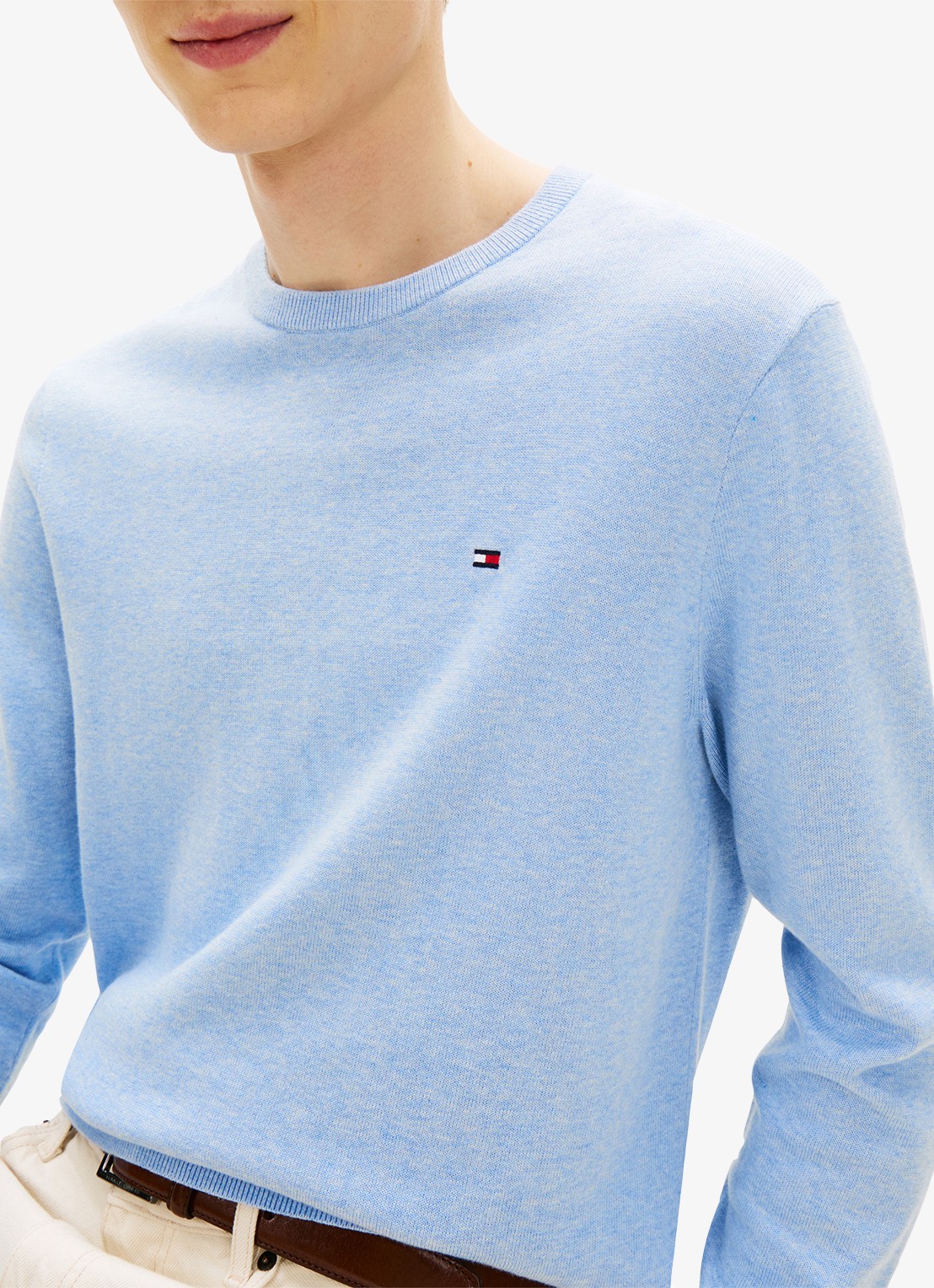Tommy Hilfiger Pullover met logo - detail 5 lichtblauw