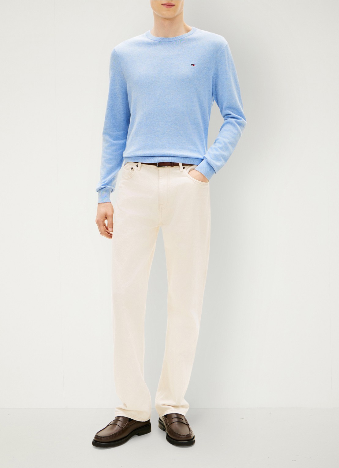 Tommy Hilfiger Pullover met logo - voorkant 2 lichtblauw