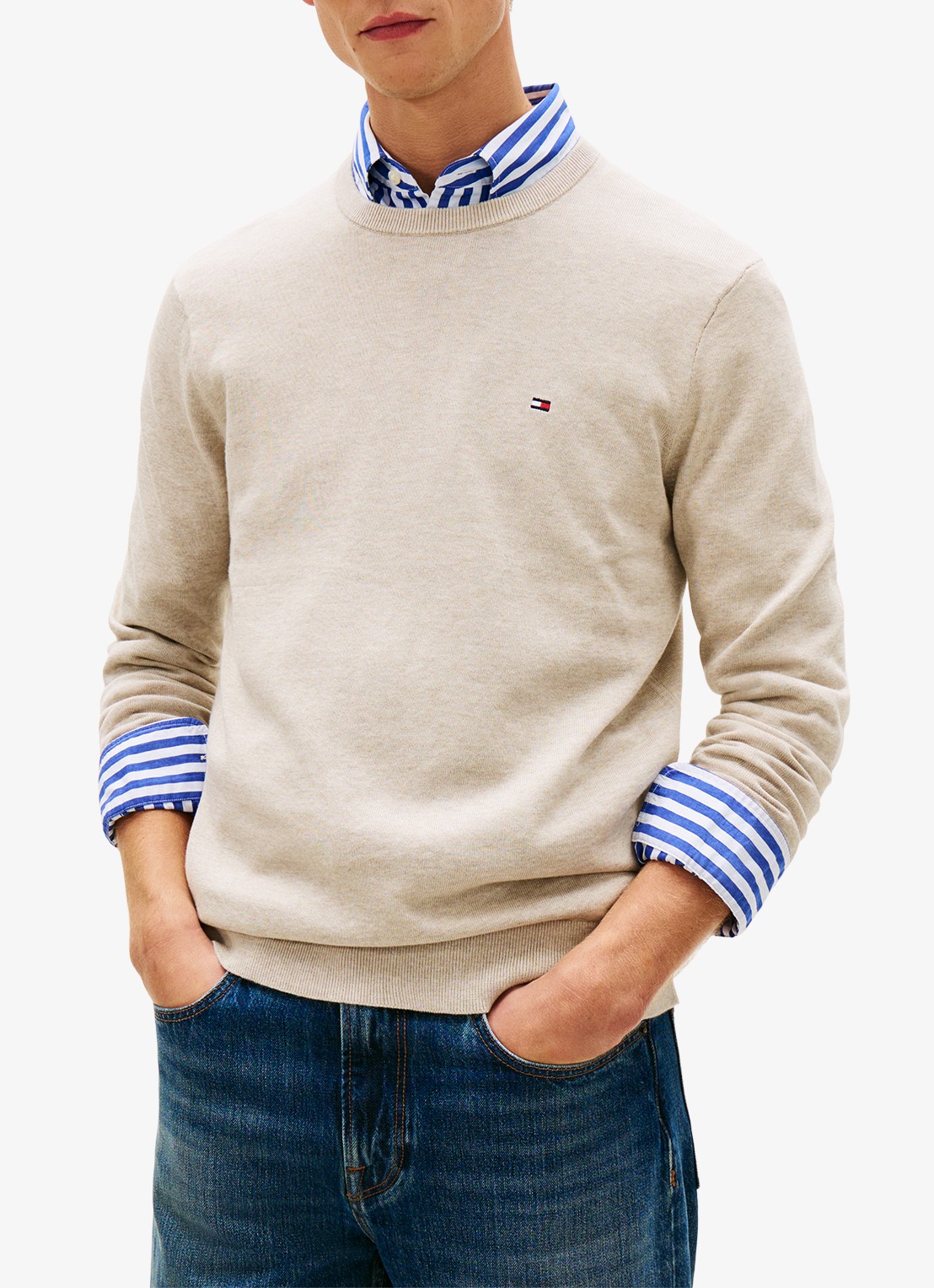 Tommy Hilfiger Pullover met logo - detail 4 beige