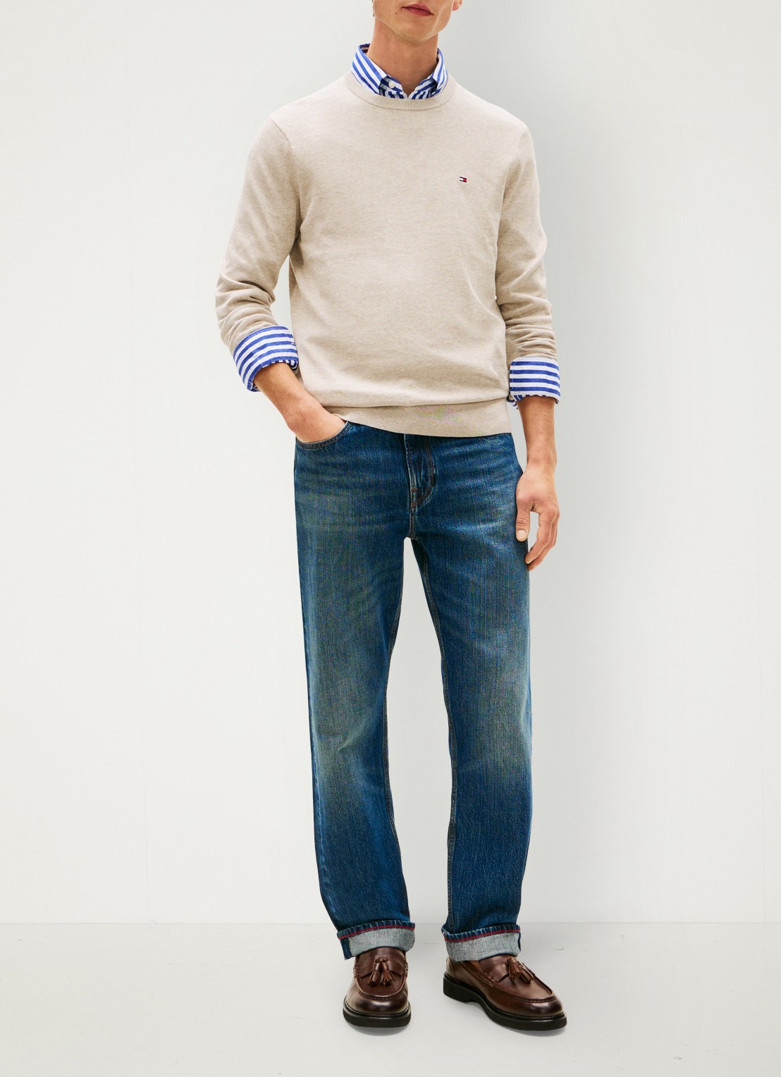 Tommy Hilfiger Pullover met logo - voorkant 2 beige