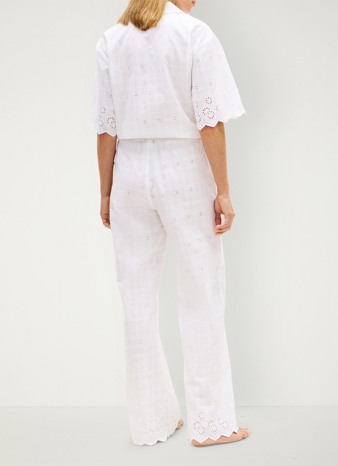 Tommy Hilfiger Pyjamabroek met broderie - achterkant 3 wit