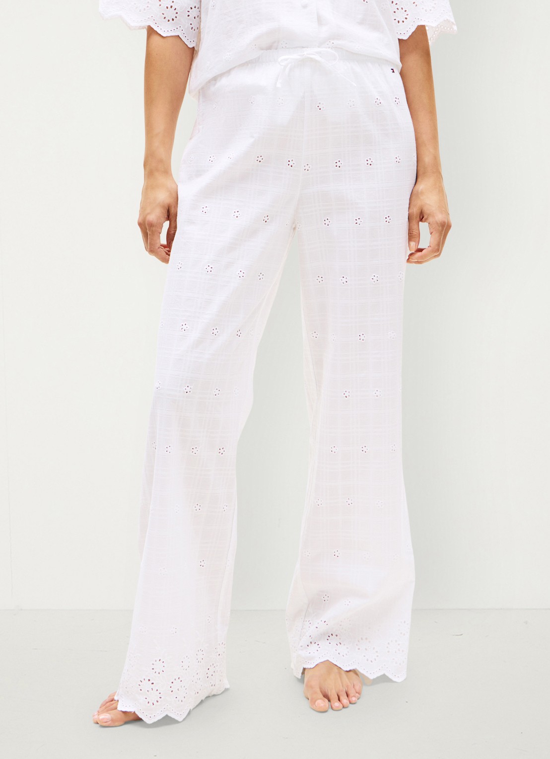 Tommy Hilfiger Pyjamabroek met broderie - detail 4 wit