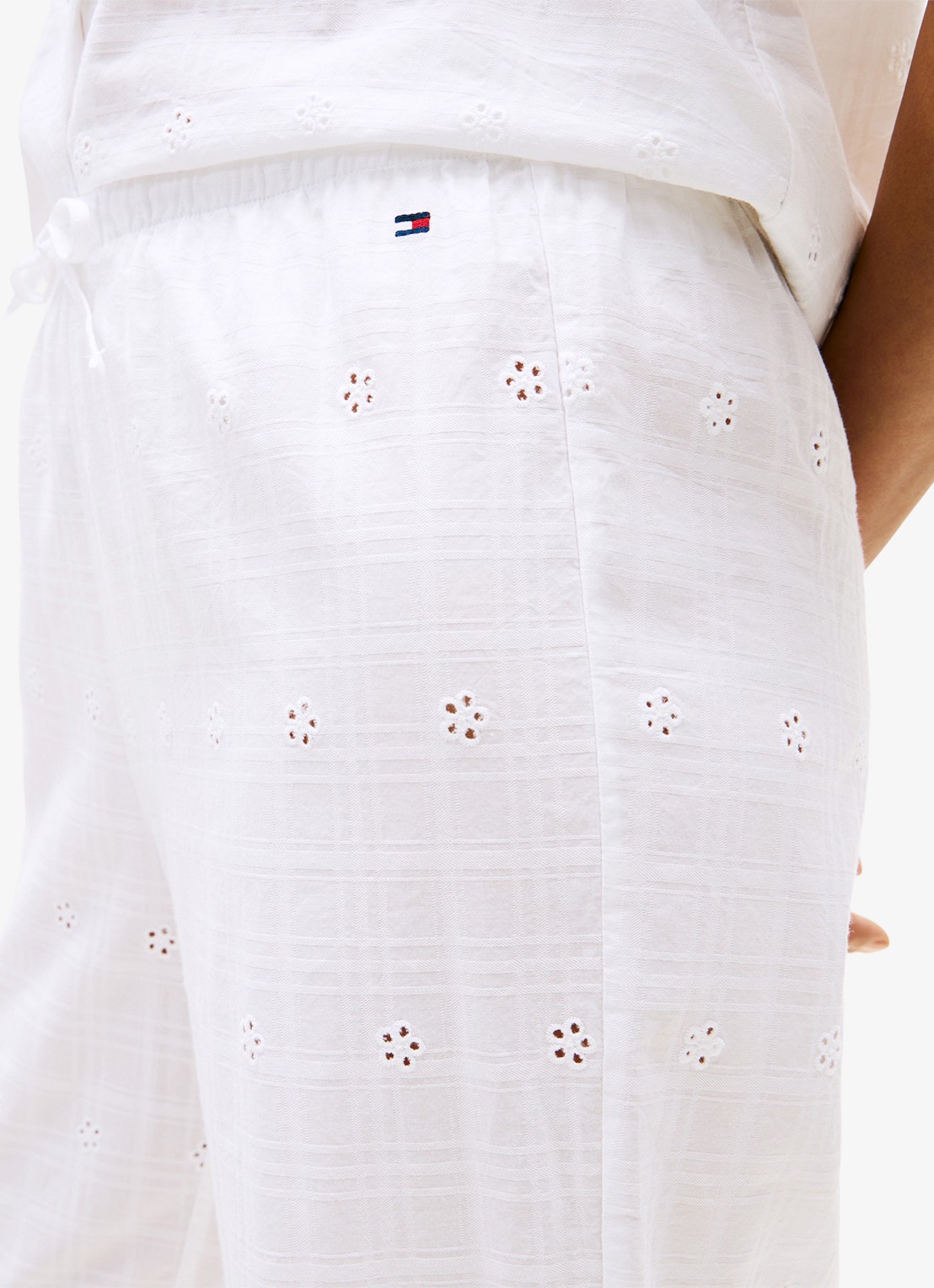 Tommy Hilfiger Pyjamabroek met broderie - detail 5 wit