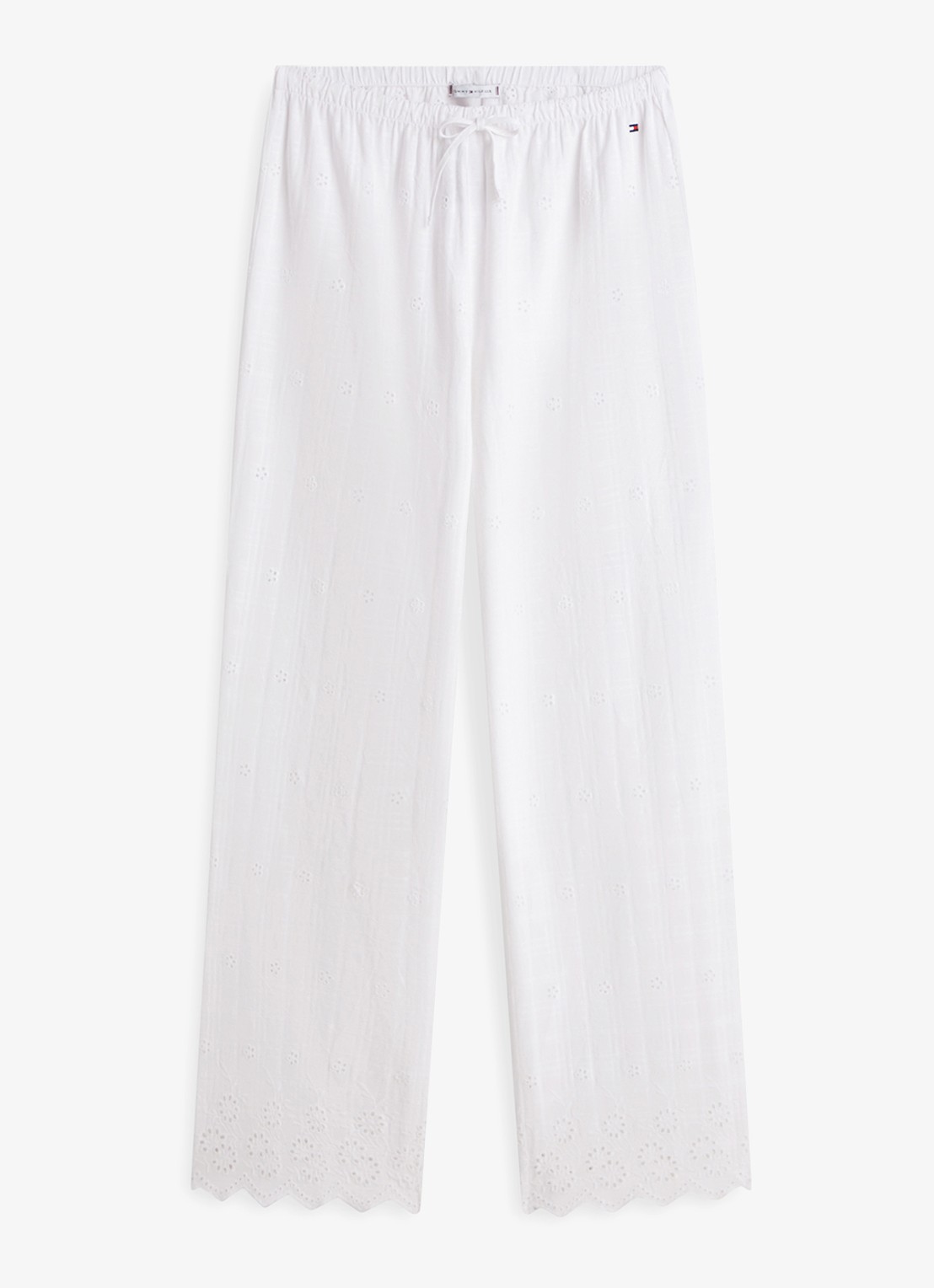 Tommy Hilfiger Pyjamabroek met broderie - voorkant wit