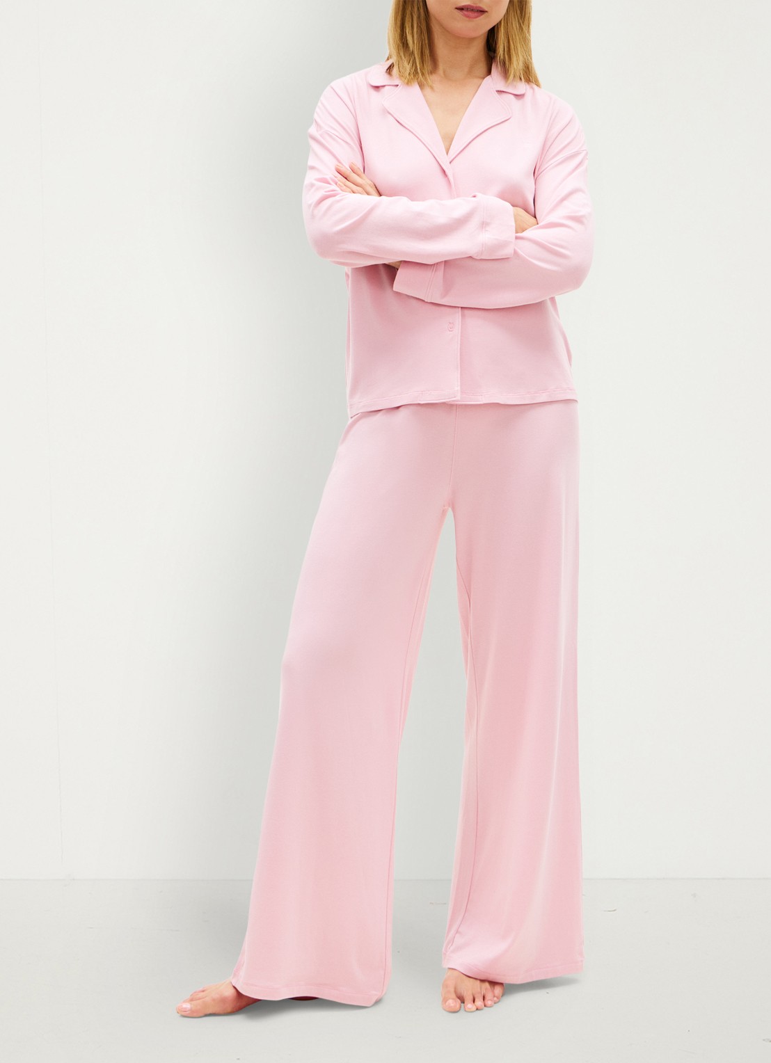 Tommy Hilfiger Pyjamabroek met logoband - voorkant 3 roze