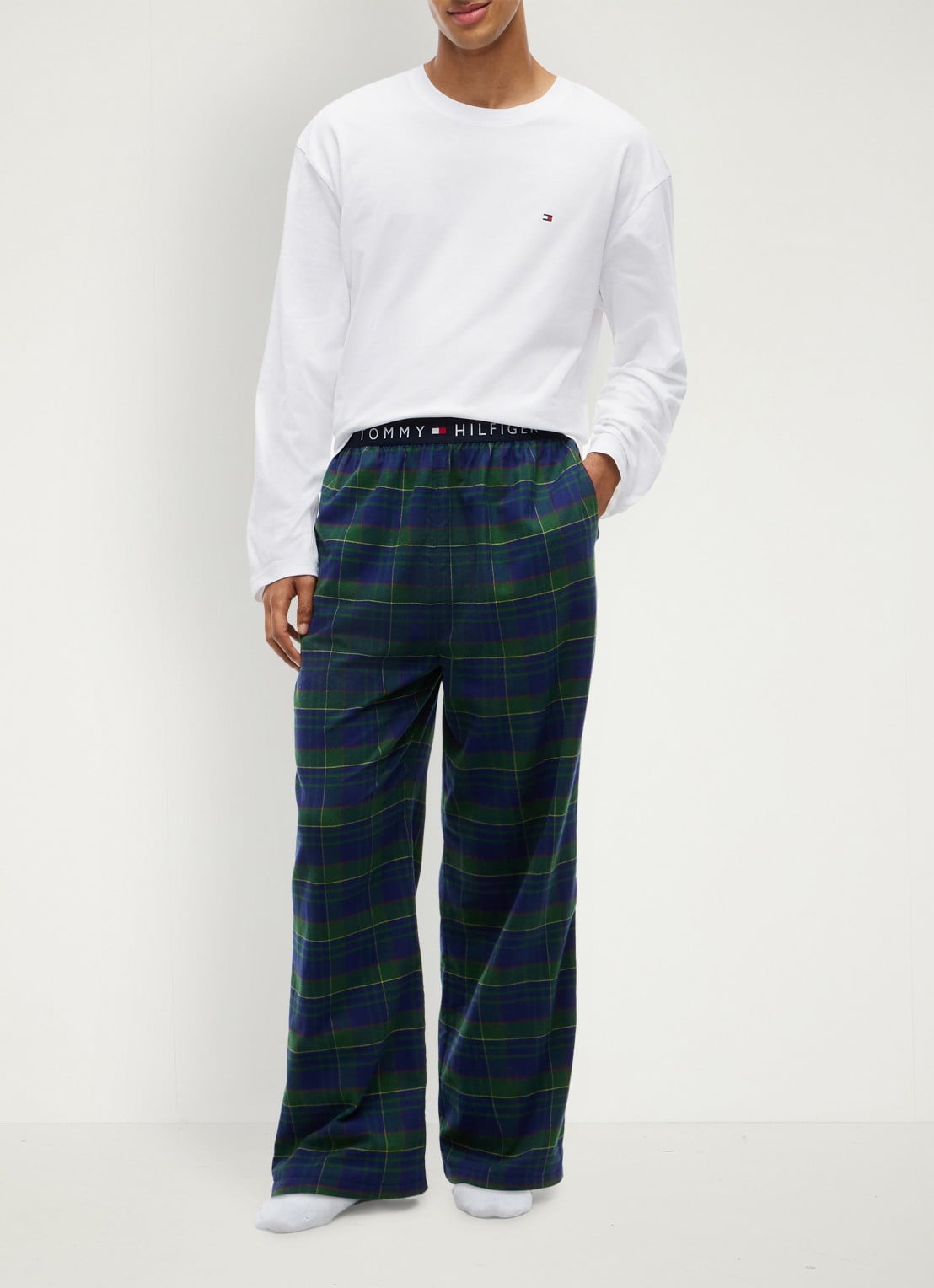 Tommy Hilfiger Pyjamabroek met ruitdessin - voorkant 2 donkergroen
