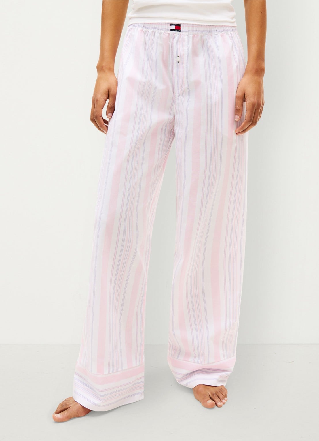 Tommy Hilfiger Pyjamabroek met streepprint en logo - detail 3 roze