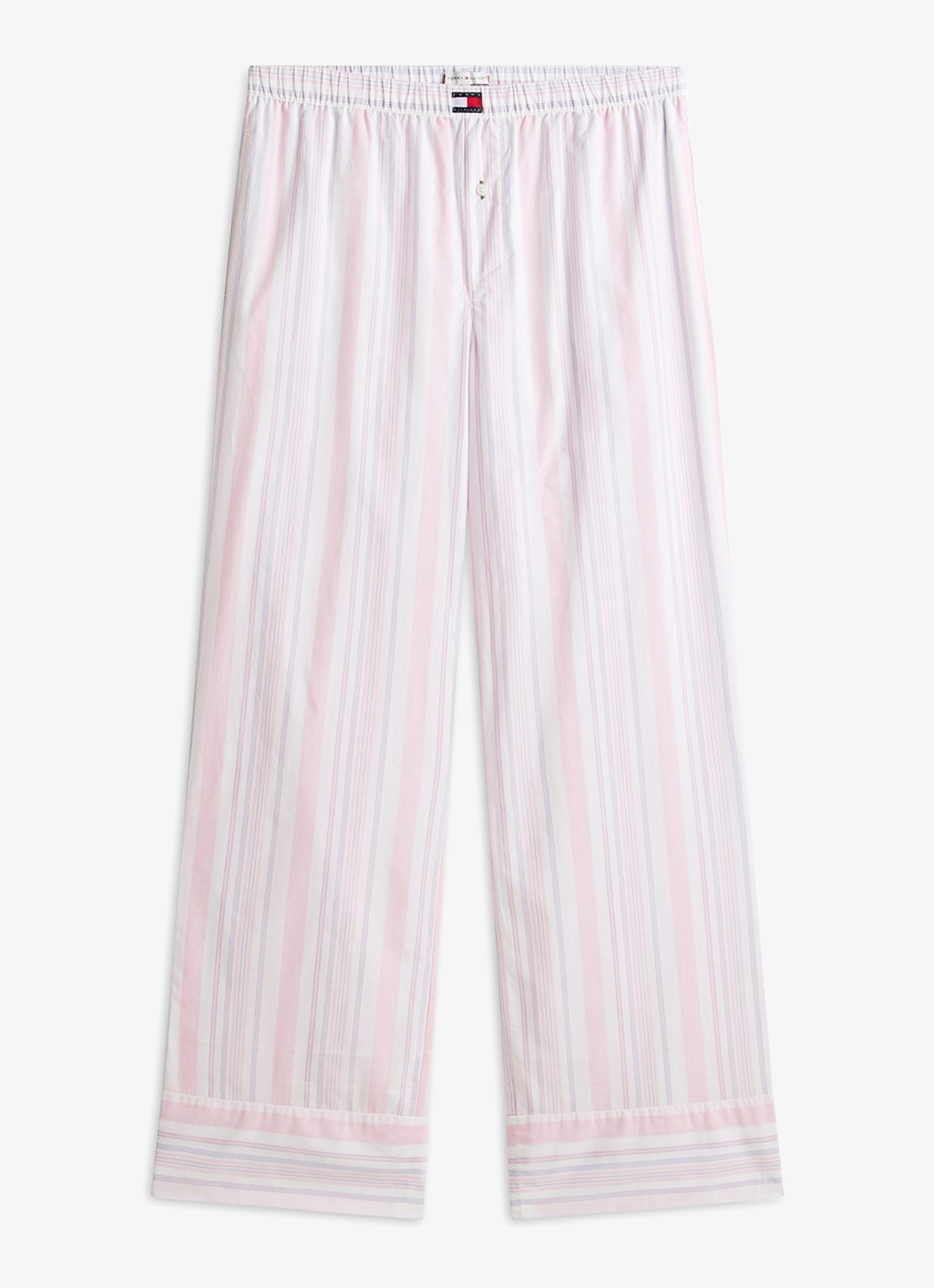 Tommy Hilfiger Pyjamabroek met streepprint en logo - voorkant roze