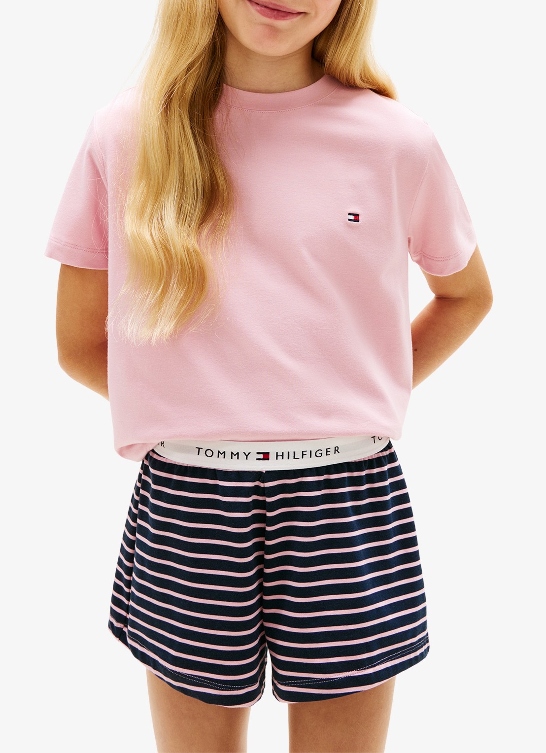 Tommy Hilfiger Pyjamabroek met streepprint en logoband - detail donkerblauw