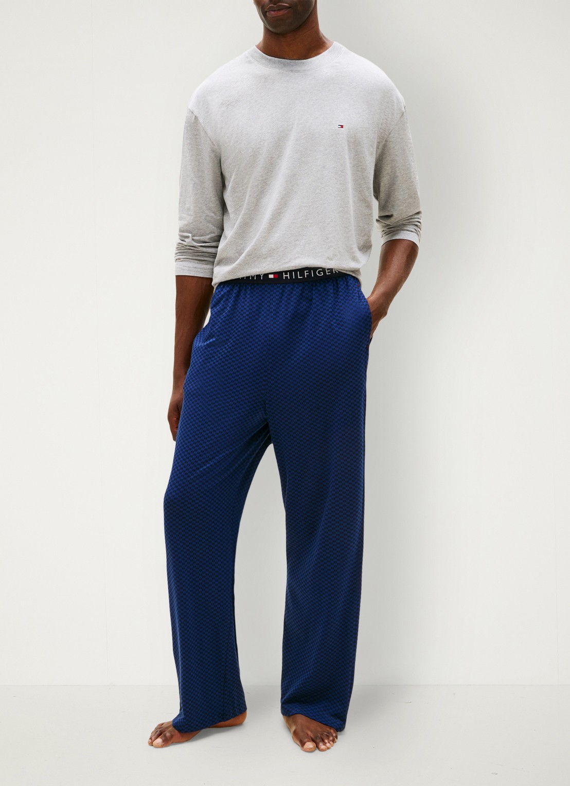 Tommy Hilfiger Pyjamaset met logo 2-delig - voorkant 2 grijs