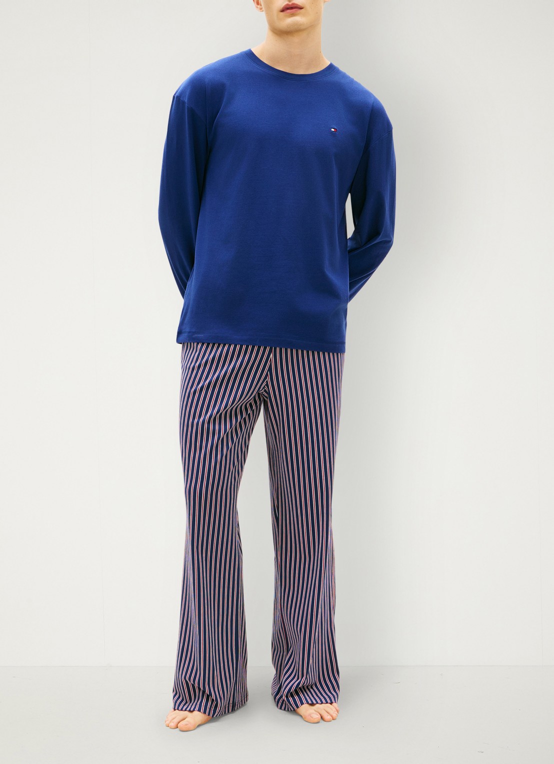 Tommy Hilfiger Pyjamaset met logo 2-delig - voorkant donkerblauw