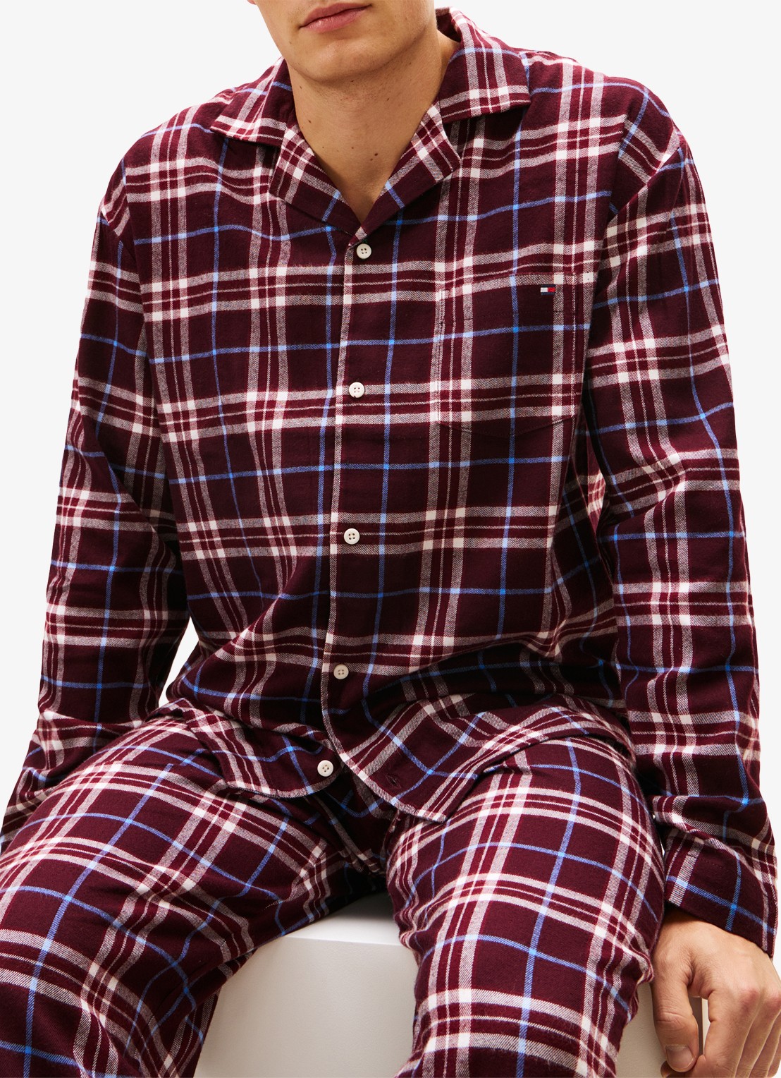 Tommy Hilfiger Pyjamaset met ruitdessin 2-delig - detail bordeauxrood