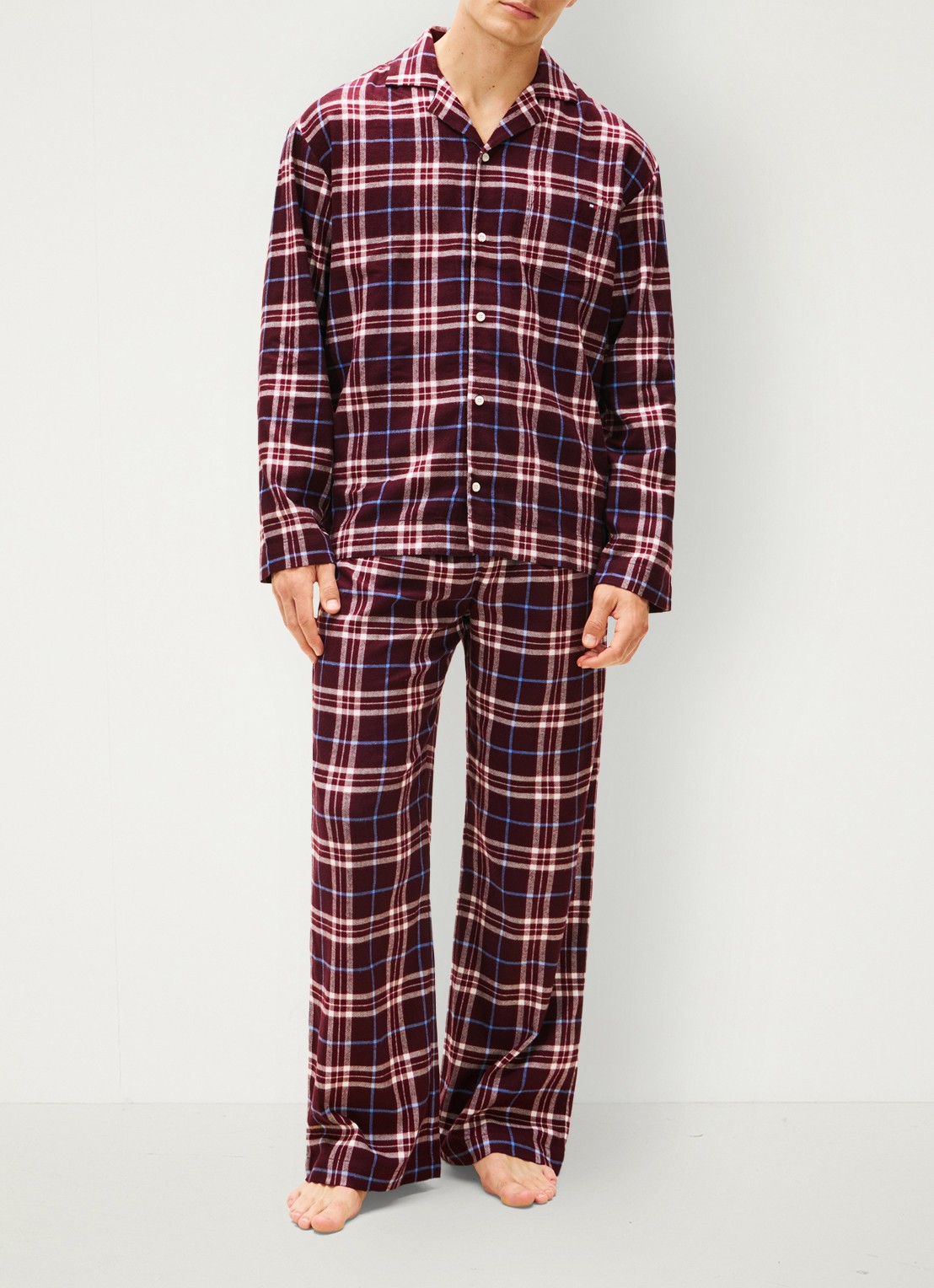 Tommy Hilfiger Pyjamaset met ruitdessin 2-delig - detail 2 bordeauxrood