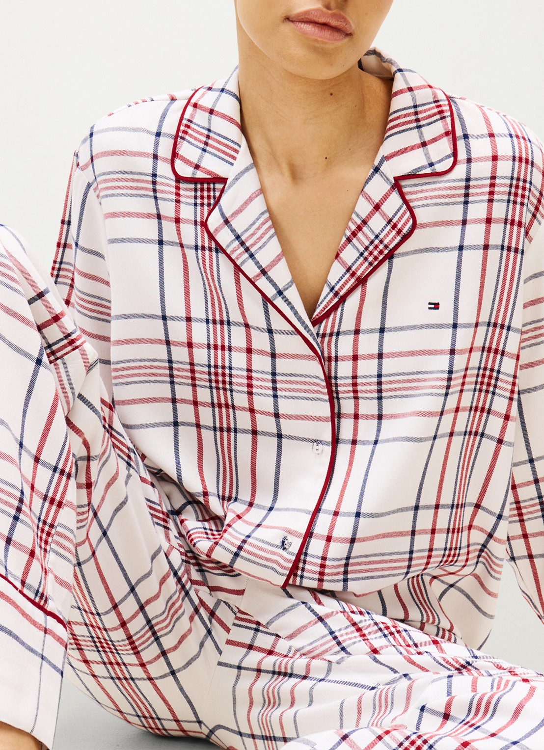 Tommy Hilfiger Pyjamaset met ruitdessin 3-delig - detail 2 wit