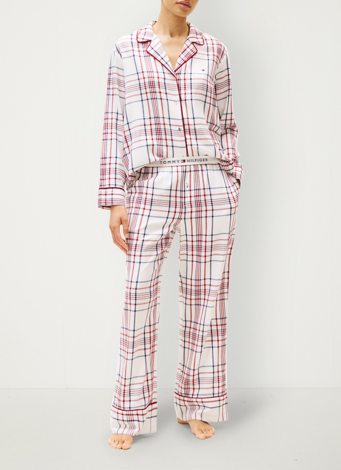 Tommy Hilfiger Pyjamaset met ruitdessin 3-delig - voorkant 5 wit