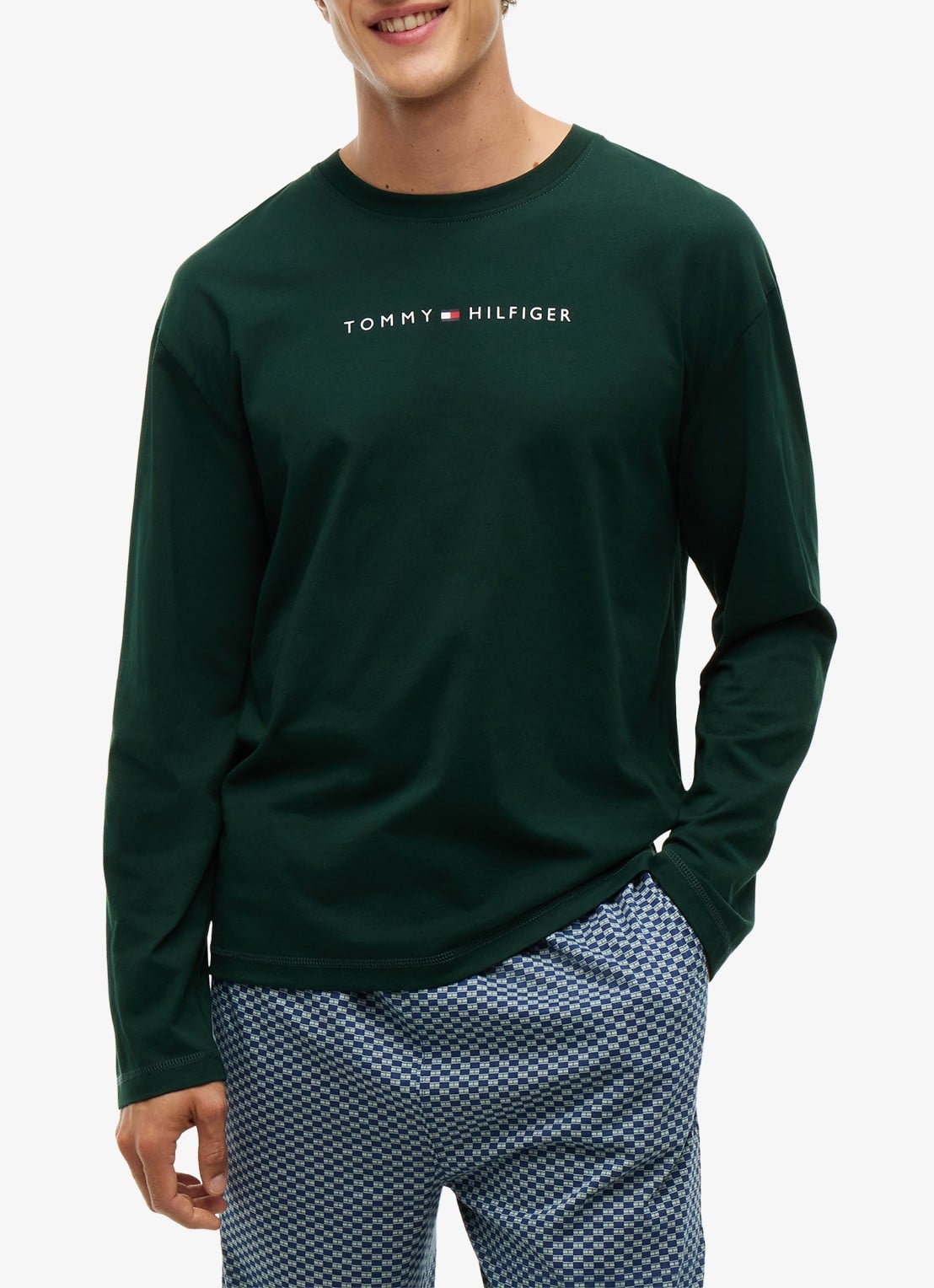 Tommy Hilfiger Pyjamashirt met logoprint - detail 3 donkergroen