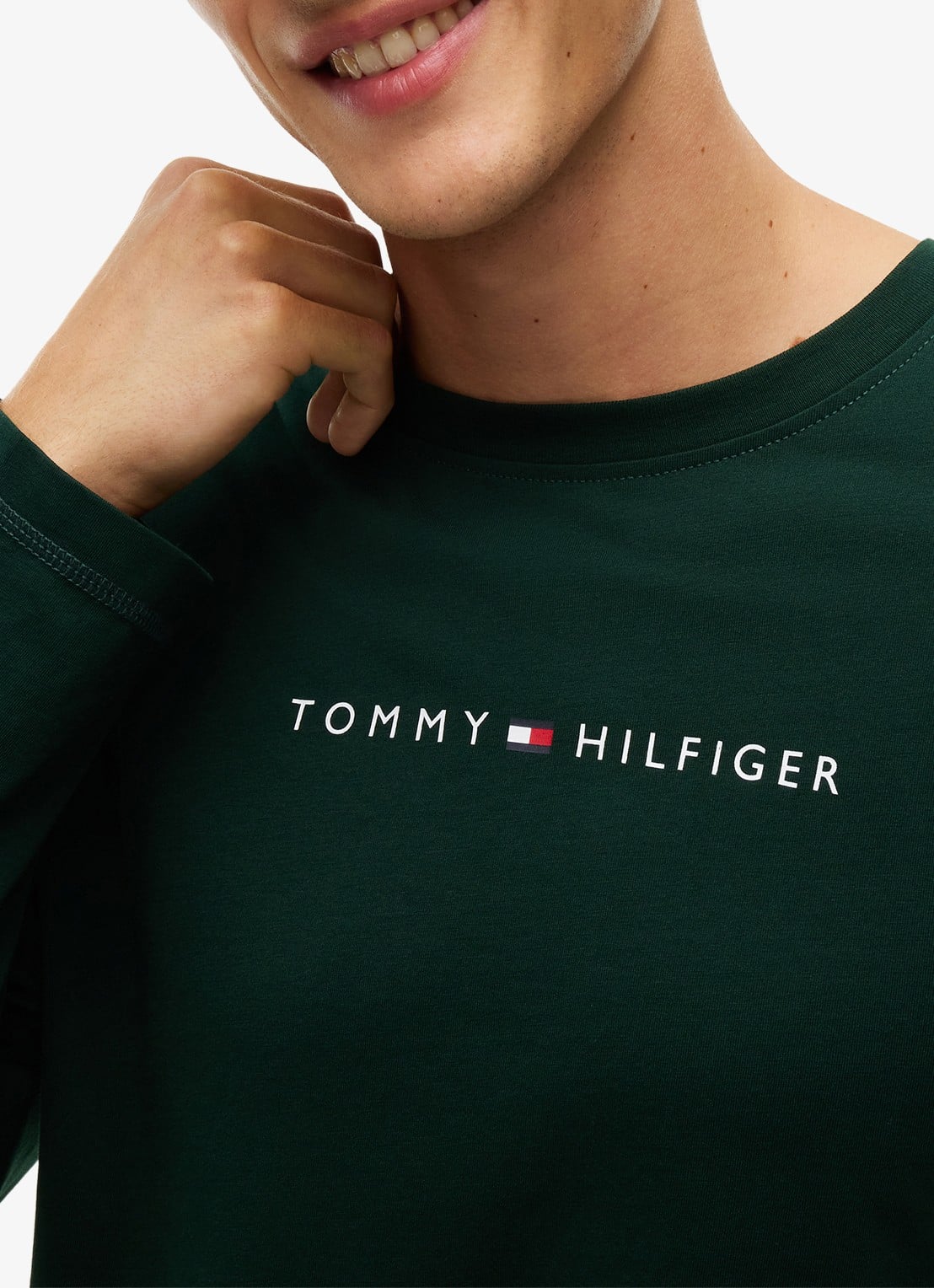 Tommy Hilfiger Pyjamashirt met logoprint - detail 4 donkergroen